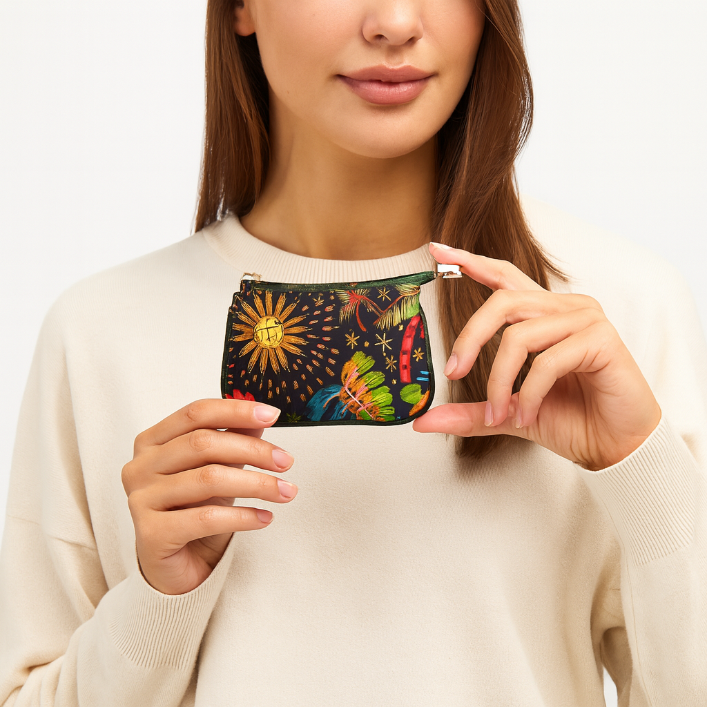 Women’s Printed Fabric Bag Combo – Satchel Bag, Cell Phone Crossbody Wallet, Wristlet, Cosmetic Pouch & Coin Purse