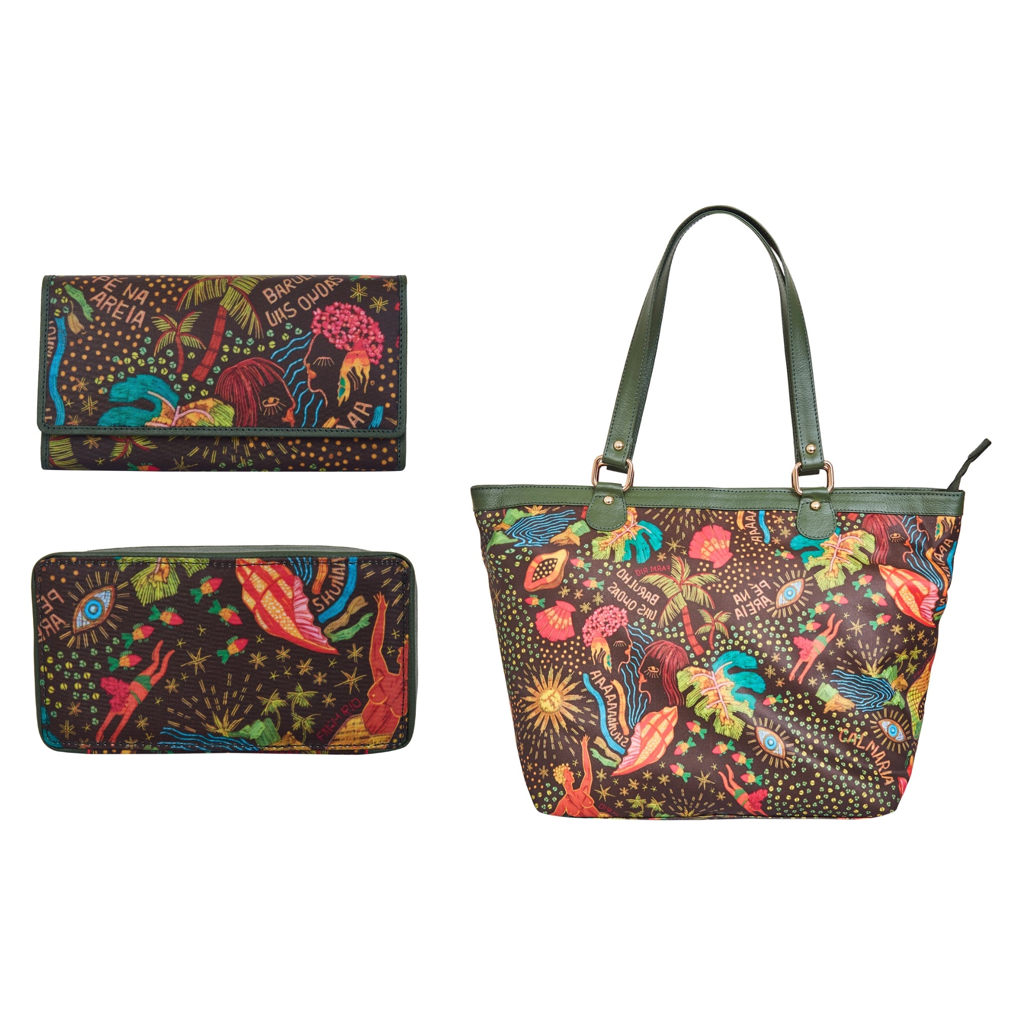 Printed Nylon Fabric Women’s Tote Bag, RFID Trifold Wallet & Jewellery Organizer Combo – Daily Use, Work, Travel