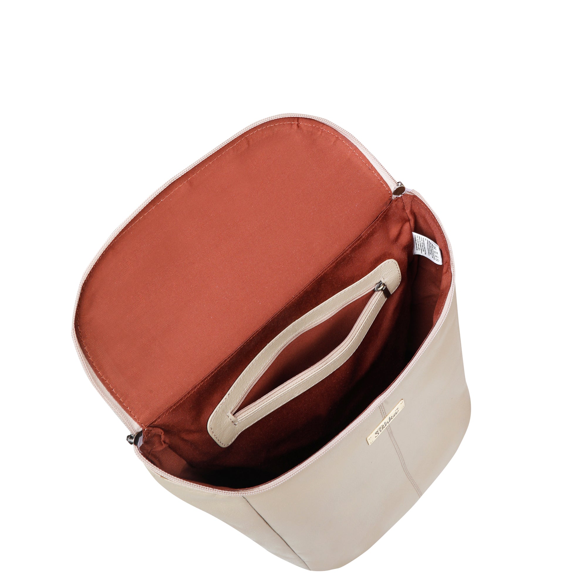 Leather Taupe/Off White Backpack Purse for Women - Daypack For Travel, Daily Use and Work