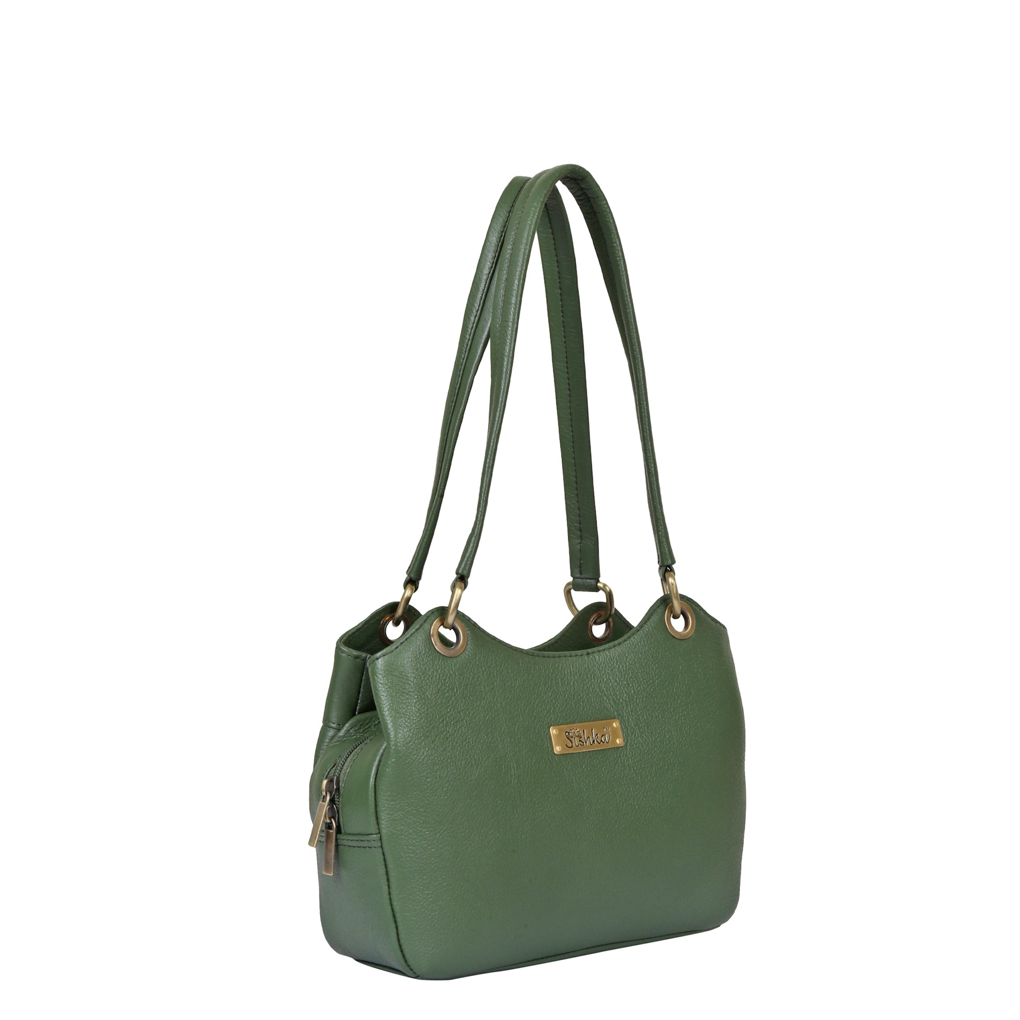 Olive Genuine Leather Satchel Bag – Women’s Designer Tote Handbag