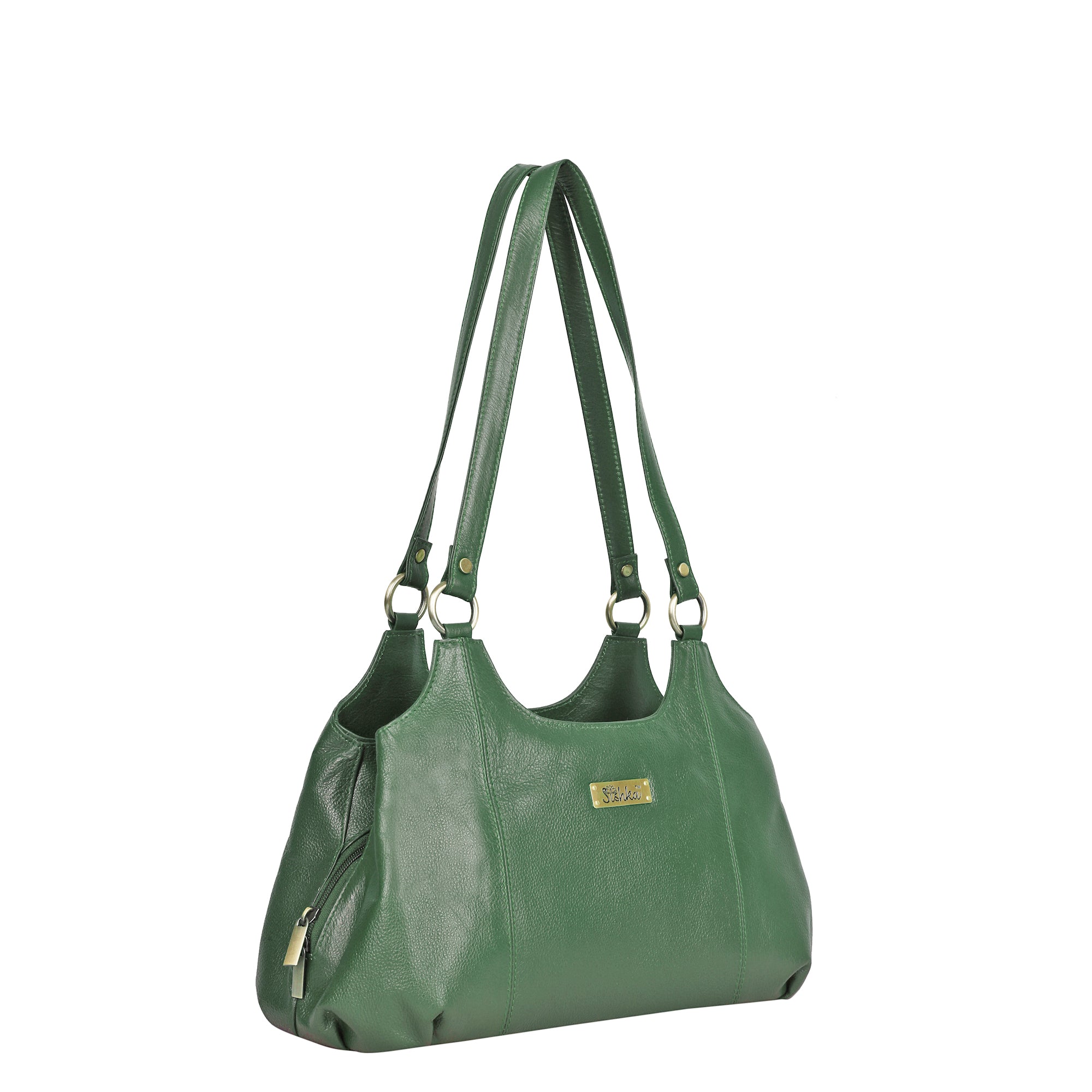 Olive Genuine Leather Satchel Bag – Women’s Shoulder Tote Handbag
