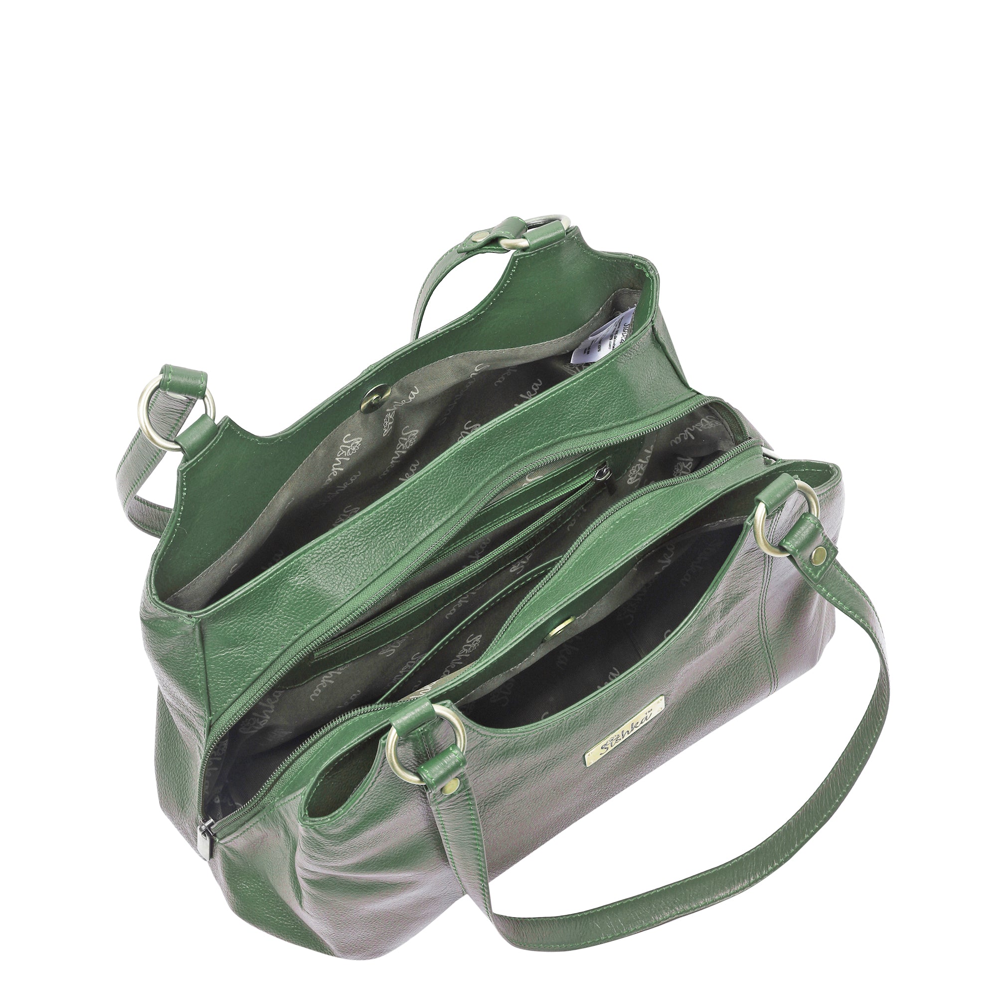 Olive Genuine Leather Satchel Bag – Women’s Shoulder Tote Handbag