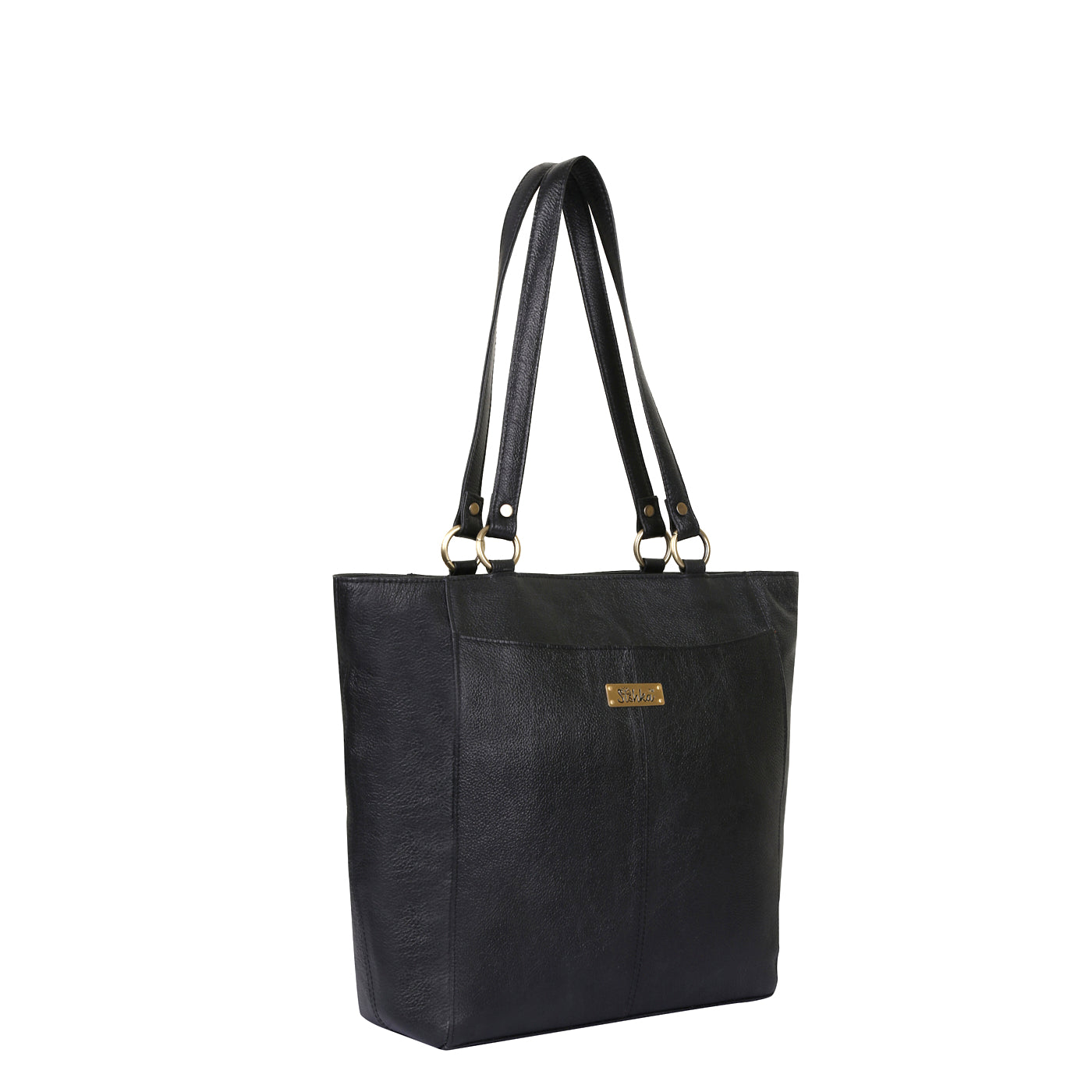 Sishka Black Tote Bag for Women – Elegant Genuine Leather Shoulder Handbag, Spacious Top Handle Satchel, Classic Ladies Purse for Office, Travel, Parties & Everyday Use (H 12" x W 15.25" x D 4.75").