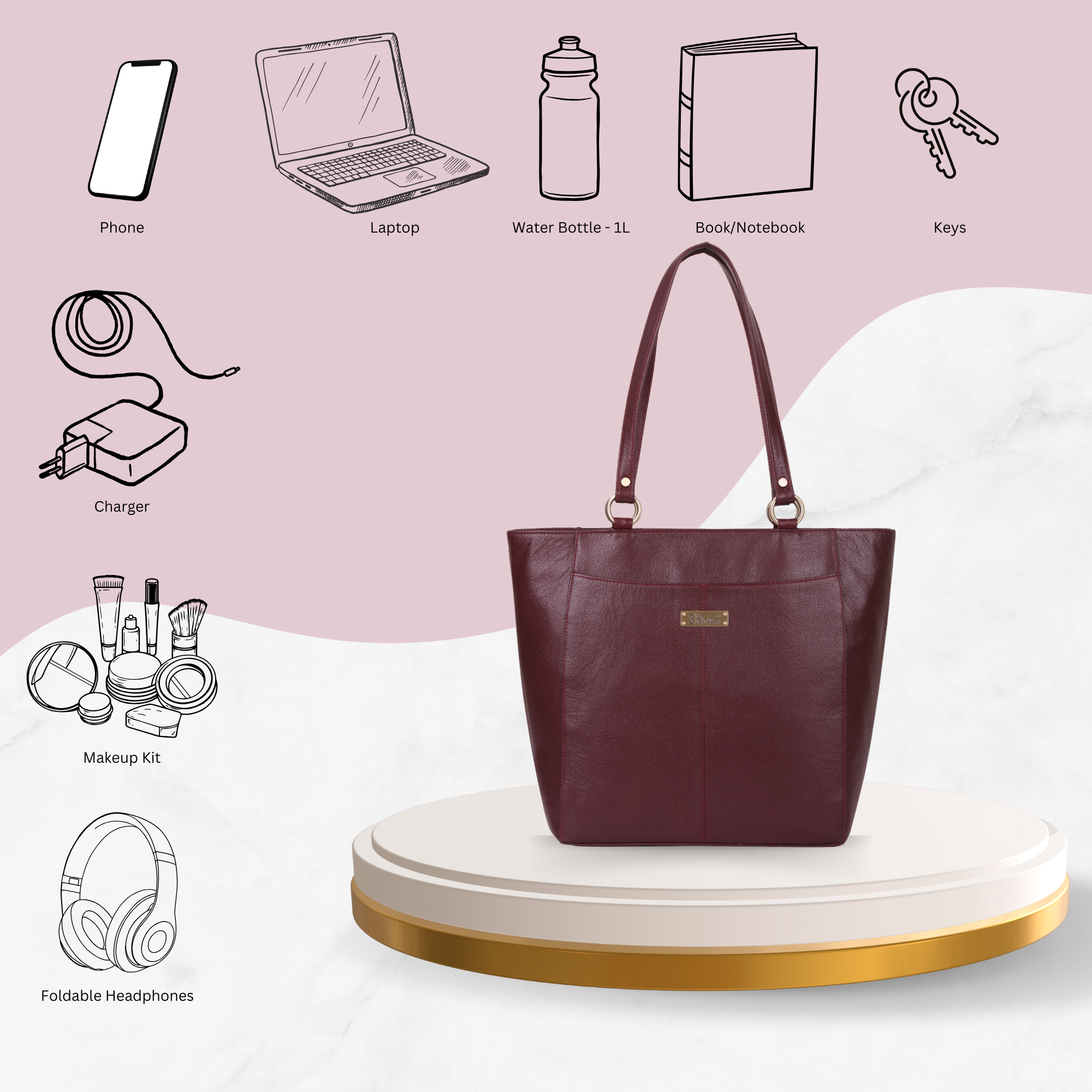 Sishka Cherry Red Tote Bag for Women – Classic Genuine Leather Shoulder Handbag, Stylish Top Handle Satchel, Spacious Ladies Purse, Ideal for Everyday Use (H 12" x W 15.25" x D 4.75").