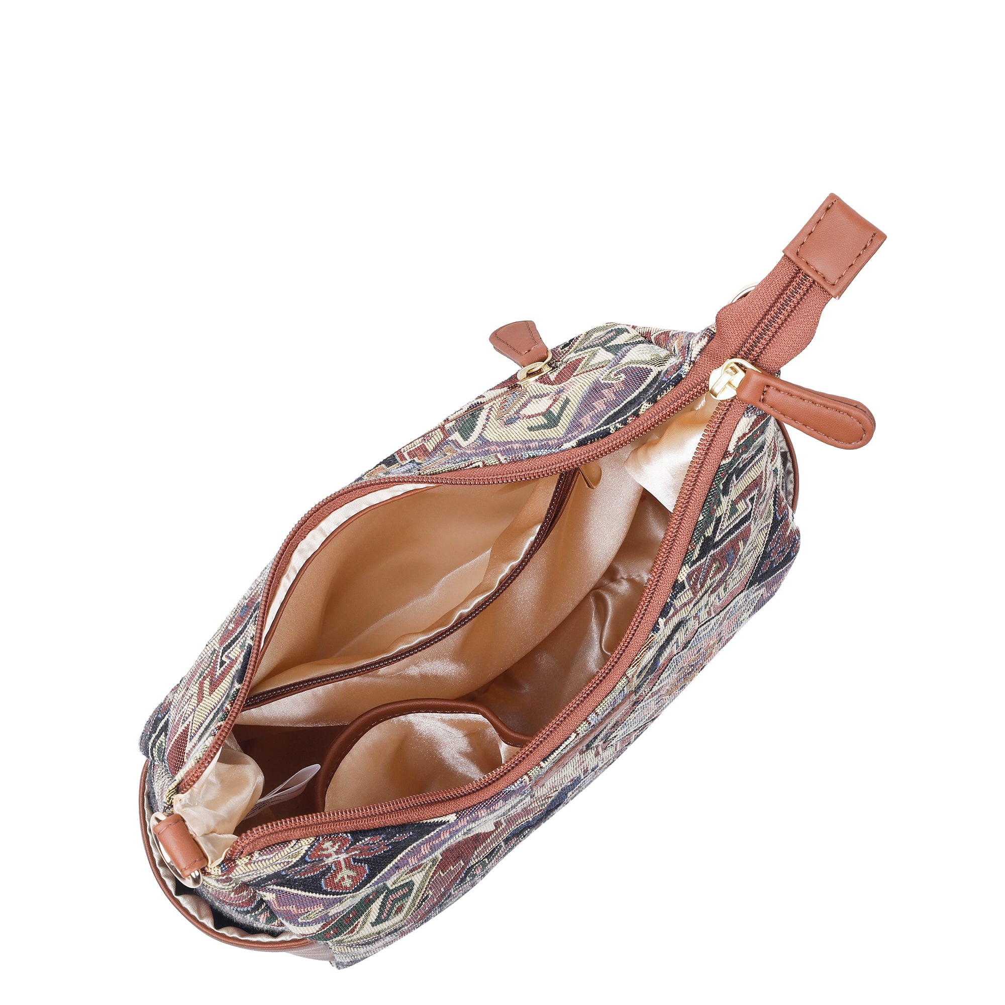 Ladies’ Geometric Tapestry Hobo Bag – Stylish Vegan Leather Trim Shoulder & Crossbody Purse for Office & Daily Outings