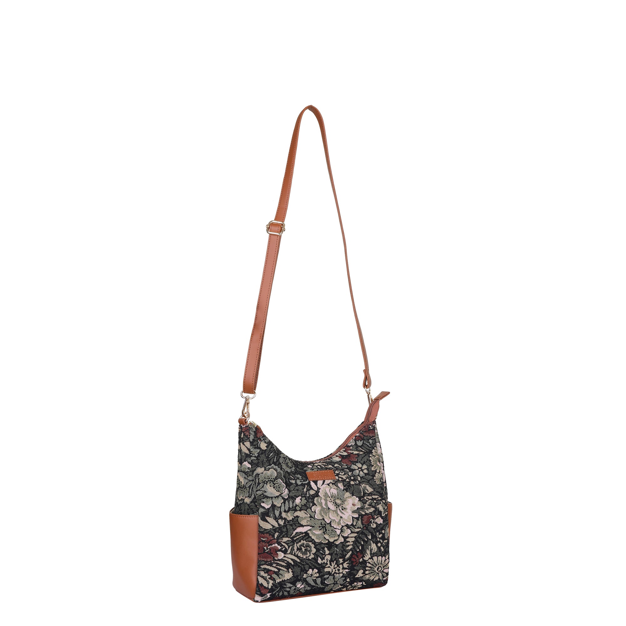 Women’s Hobo Bag in Vintage Tapestry Fabric – Vegan Leather-Trimmed Crossbody & Shoulder Purse for Travel & Daily Use