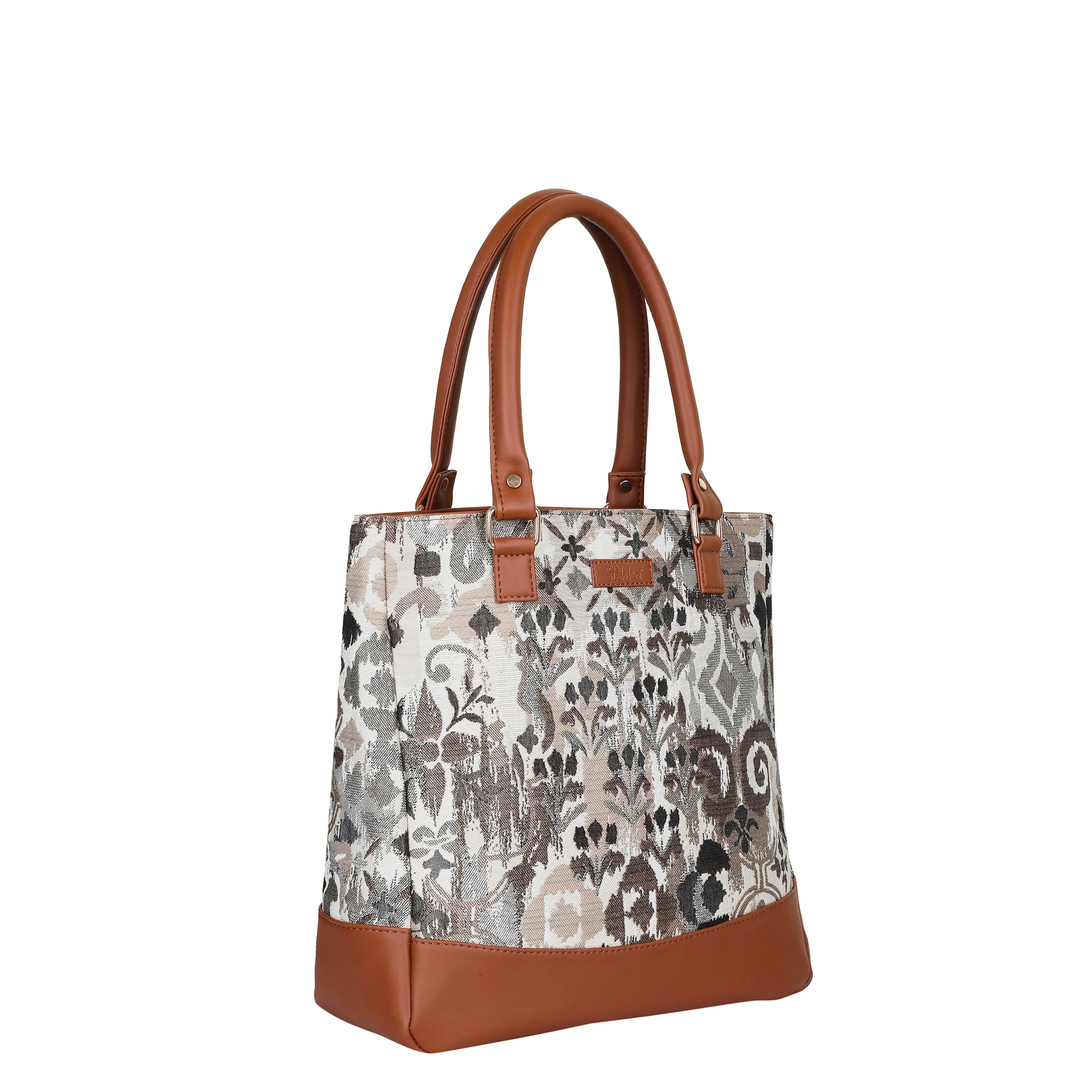 Women’s Abstract Tapestry Tote Bag – Shoulder & Top Handle Handbag with Vegan Leather Trim for Everyday Style