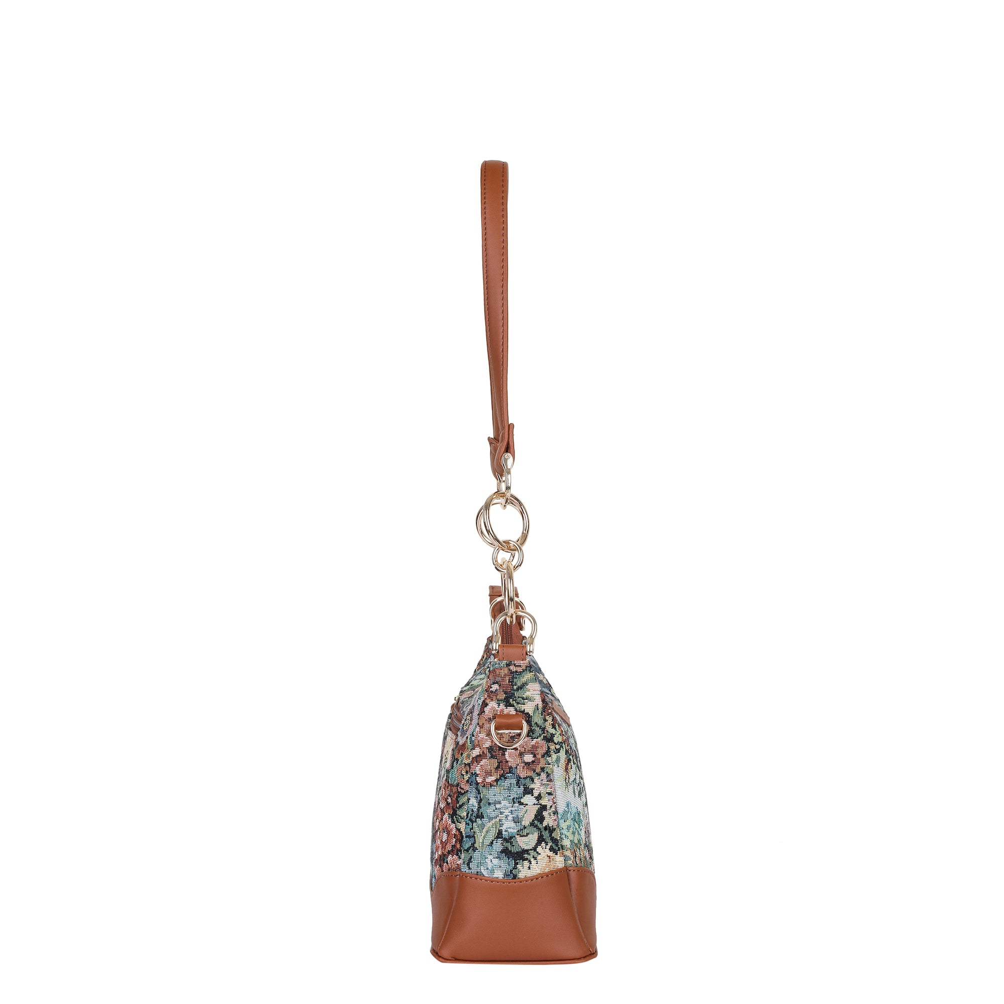 Women’s Botanical Tapestry Shoulder Bag – Tote & Sling Satchel Purse with Vegan Leather Accents for Travel & Everyday Style