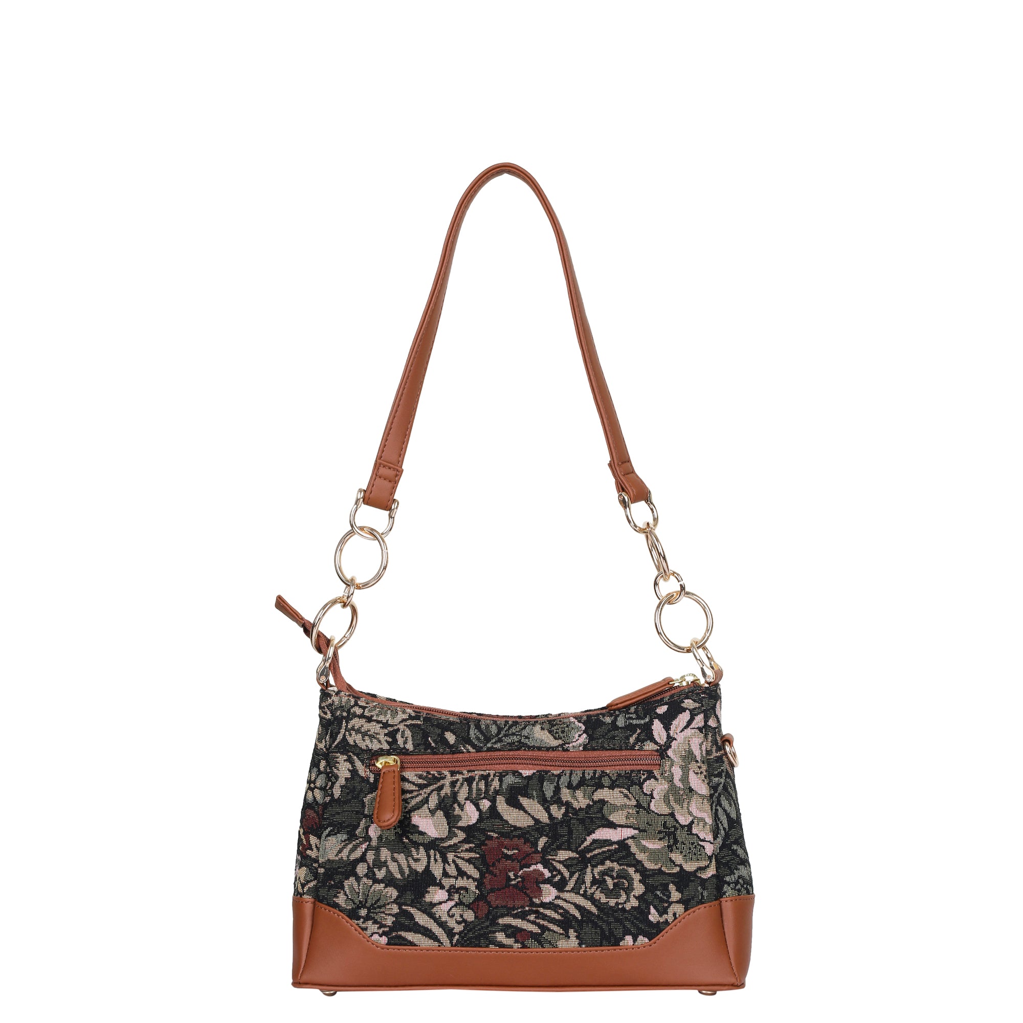 Women’s Tapestry Shoulder Bag in Vintage Pattern – Vegan Leather-Trimmed Tote & Sling Satchel Purse for Office & Daily Use