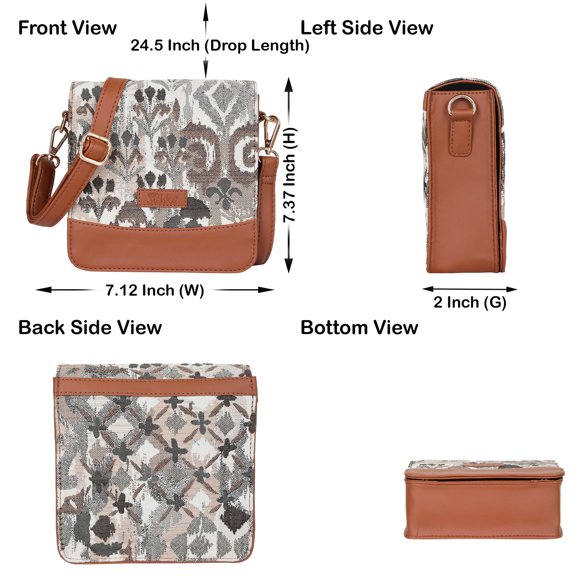 Women’s Abstract Pattern Tapestry Crossbody Bag – Shoulder Sling Messenger Purse with Vegan Leather Trim for Daily Use
