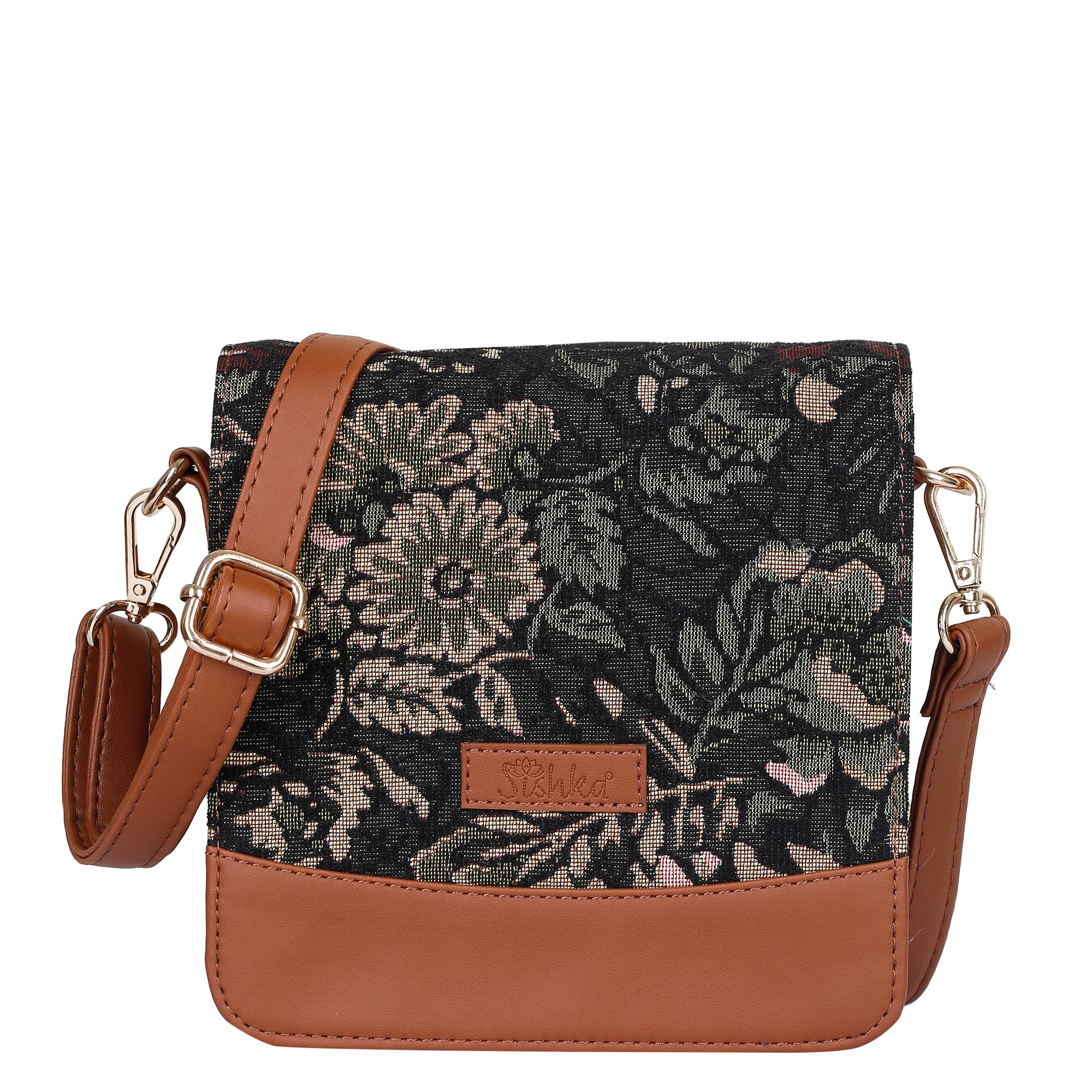Women’s Vintage Tapestry Crossbody Bag – Vegan Leather-Trimmed Shoulder Satchel Sling Purse for Daily Use