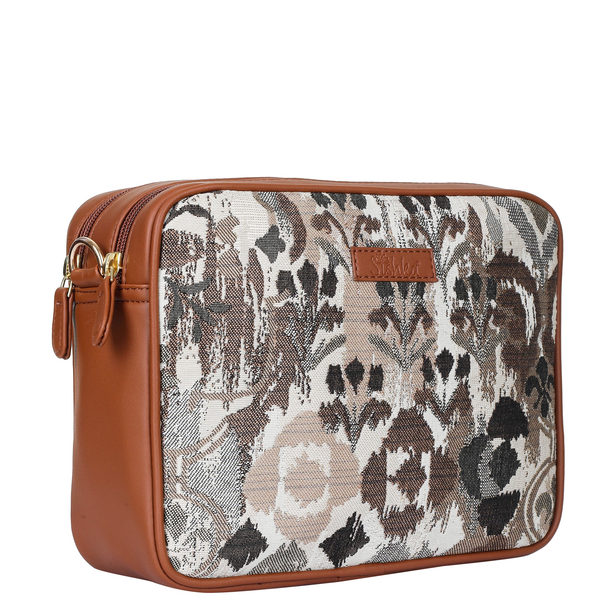 Women’s Abstract Pattern Tapestry Messenger Satchel – Vegan Leather Crossbody Bag with Detachable Strap for Casual & Daily Wear
