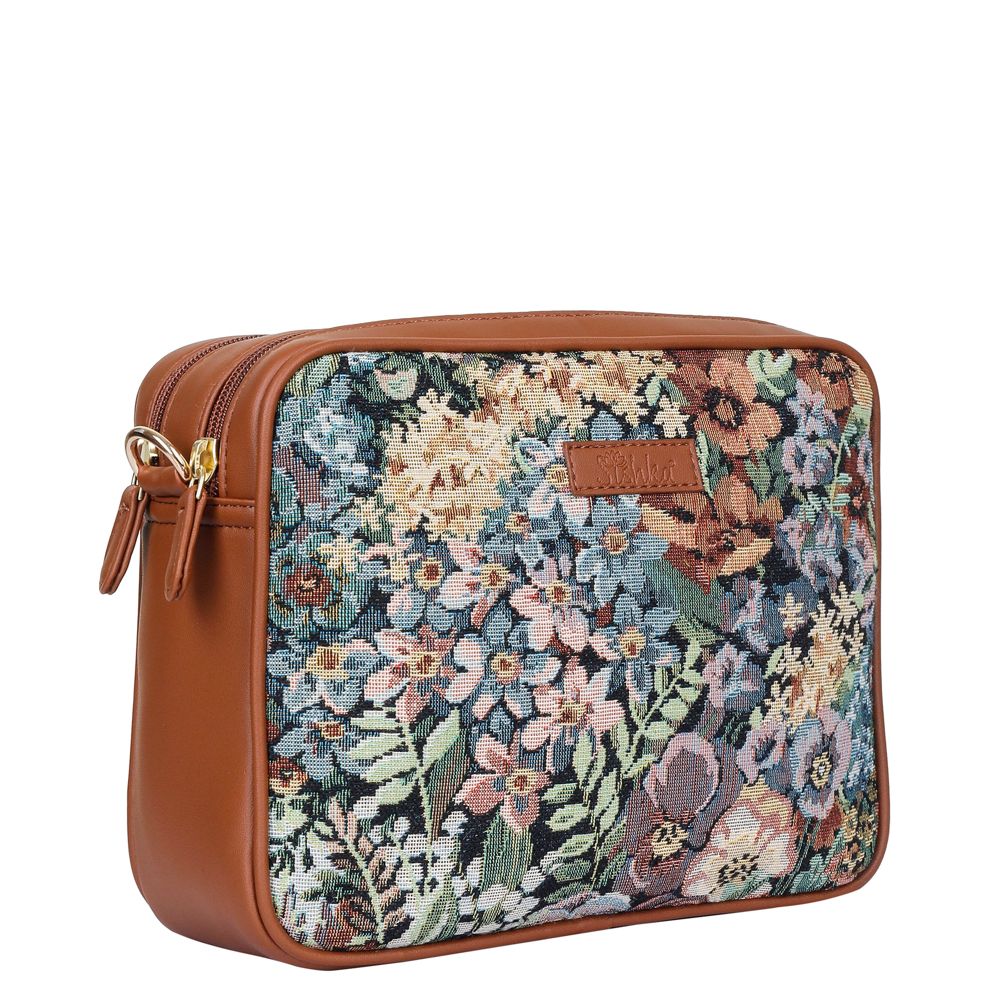 Women’s Botanical Tapestry Crossbody Purse – Messenger & Shoulder Bag with Vegan Leather Accents for Everyday Carry