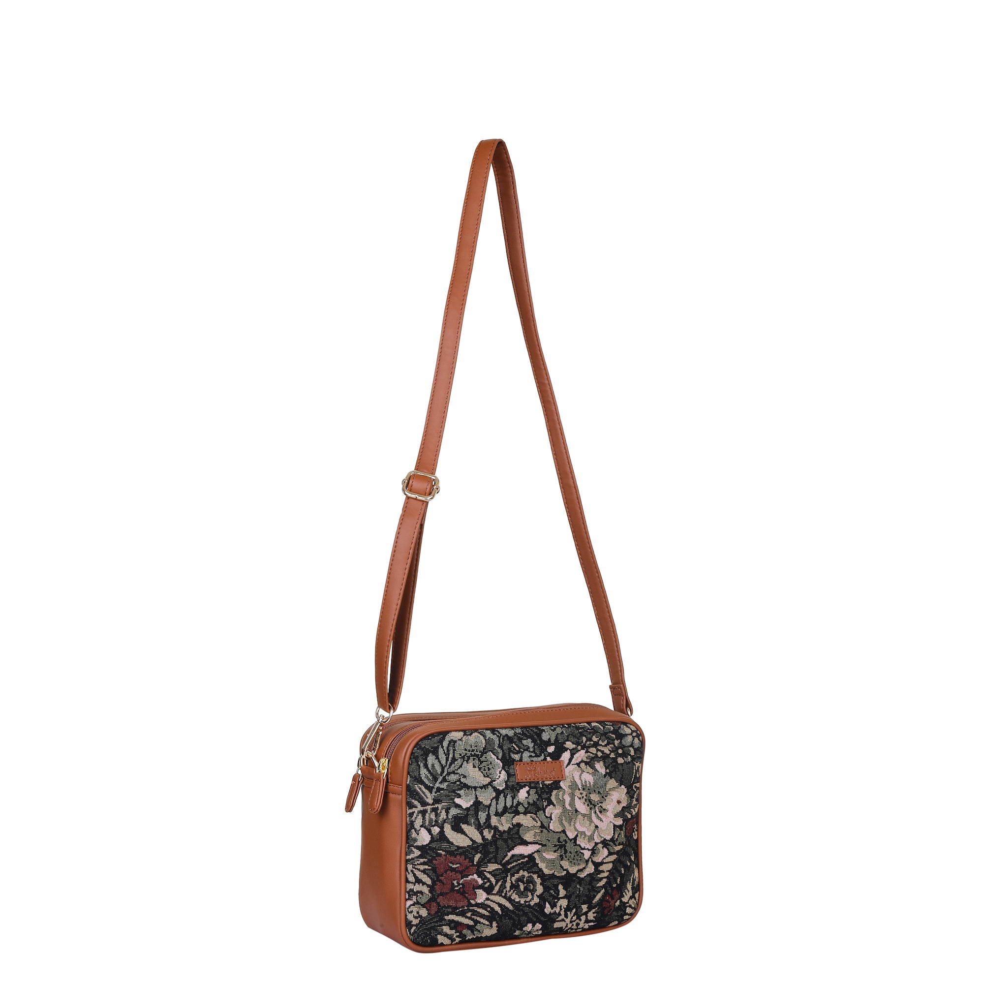 Women’s Vintage Tapestry Messenger Bag – Vegan Leather Crossbody & Shoulder Purse for Travel & Daily Use