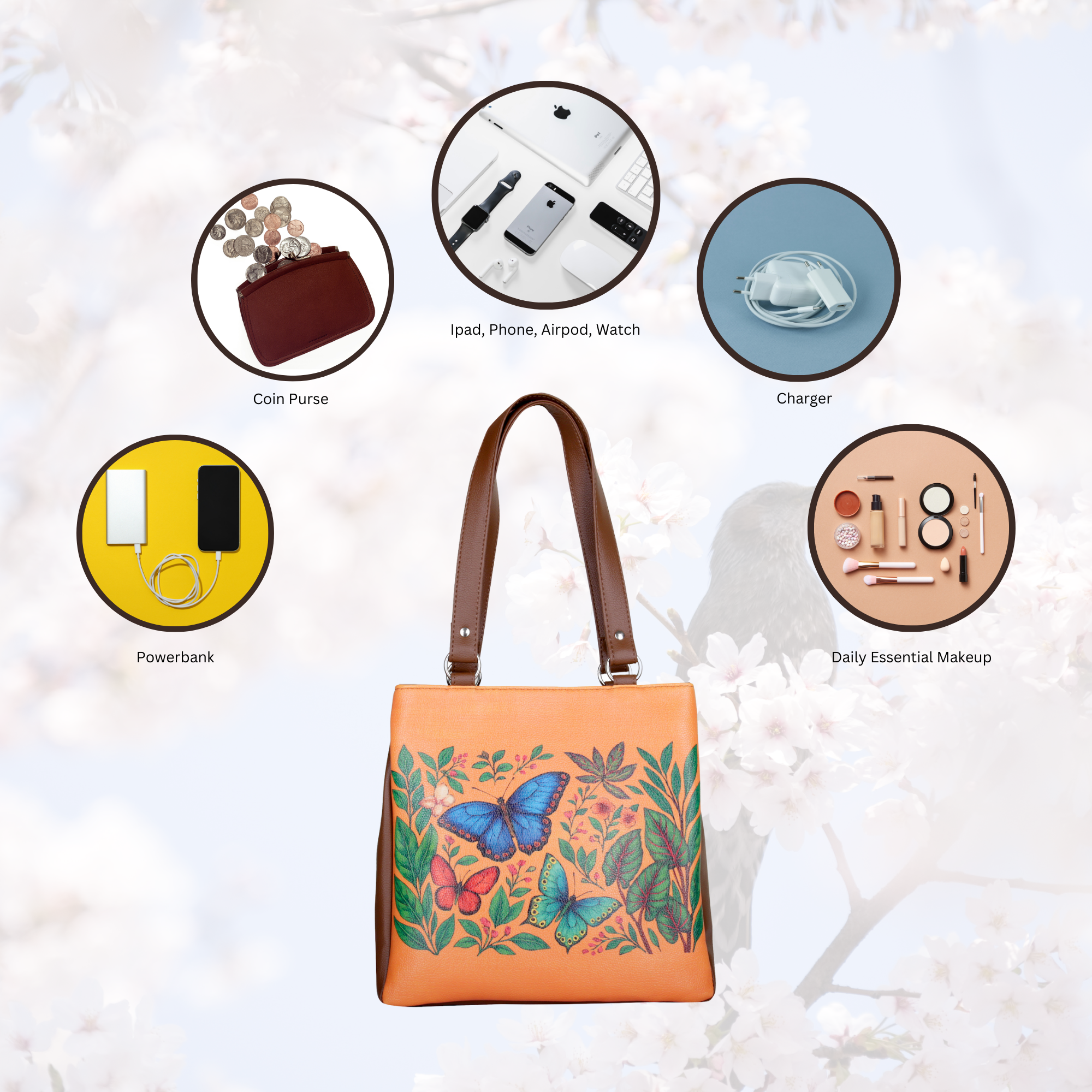 Women’s Printed Leather Tote Shoulder Bag – Multi-Compartment Handbag for Daily Use, Work & Travel