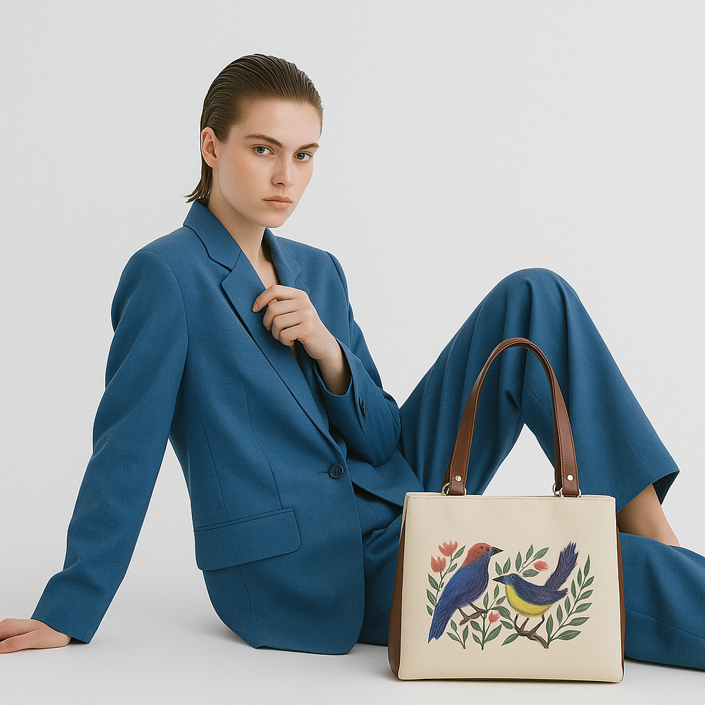 Women’s Printed Leather Tote Shoulder Bag – Multi-Compartment Handbag for Daily Use, Work & Travel