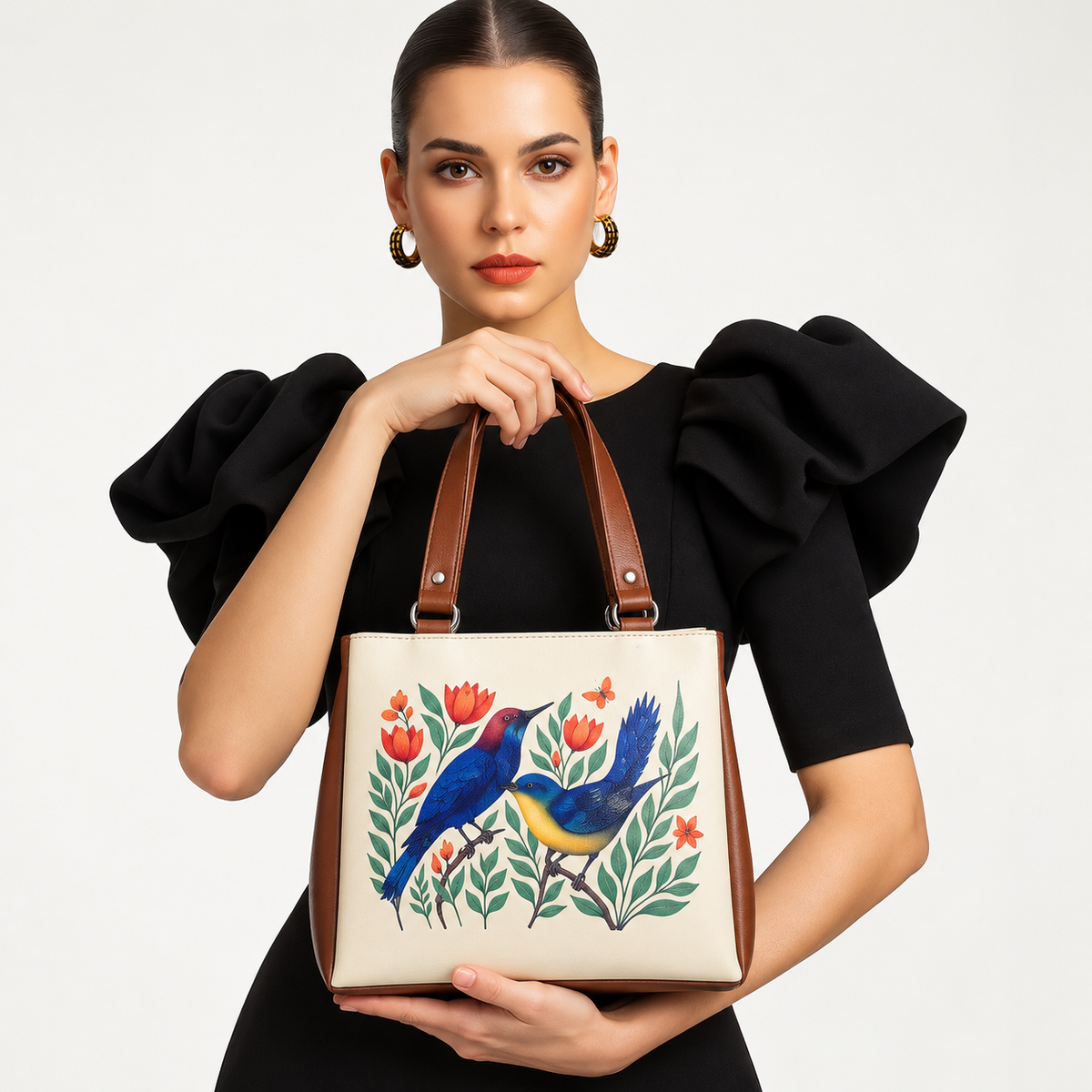 Women’s Printed Vegan Leather Tote Shoulder Bag – Multi-Compartment Handbag for Daily Use, Work & Travel