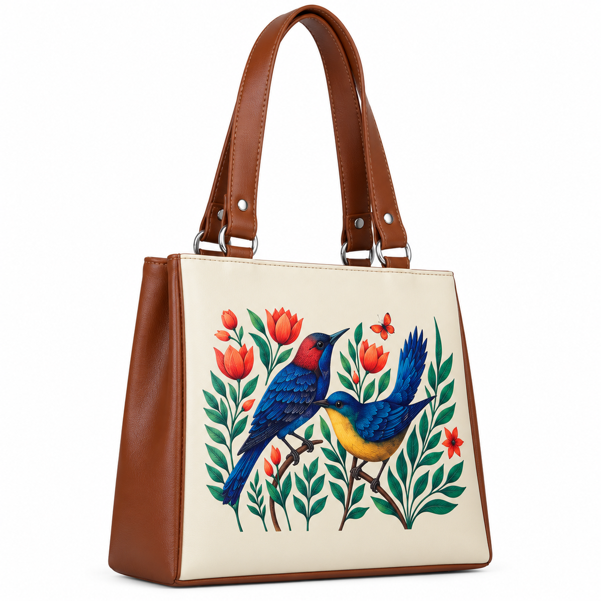 Women’s Printed Vegan Leather Tote Shoulder Bag – Multi-Compartment Handbag for Daily Use, Work & Travel