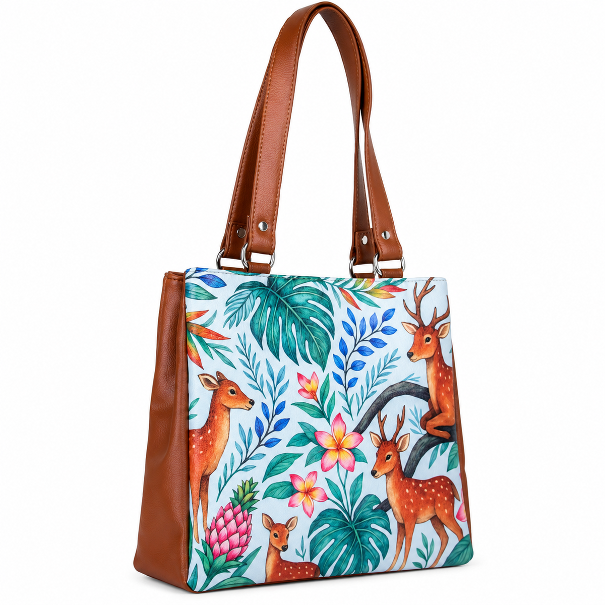 Women’s Printed Vegan Leather Tote Shoulder Bag – Multi-Compartment Handbag for Daily Use, Work & Travel