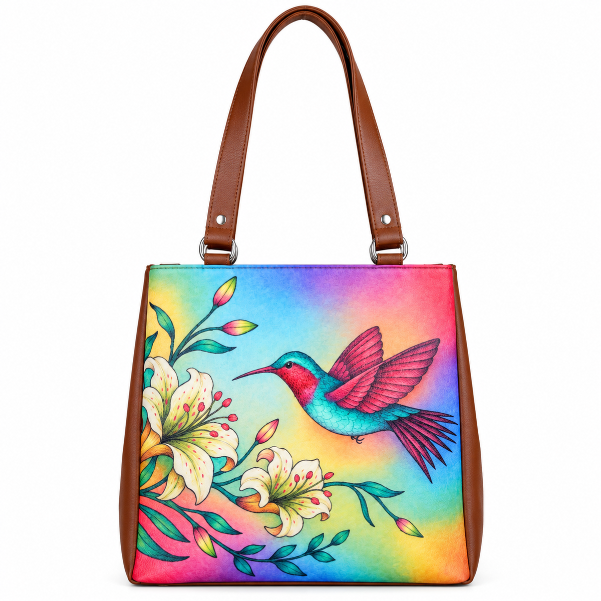 Women’s Printed Vegan Leather Tote Shoulder Bag – Multi-Compartment Handbag for Daily Use, Work & Travel