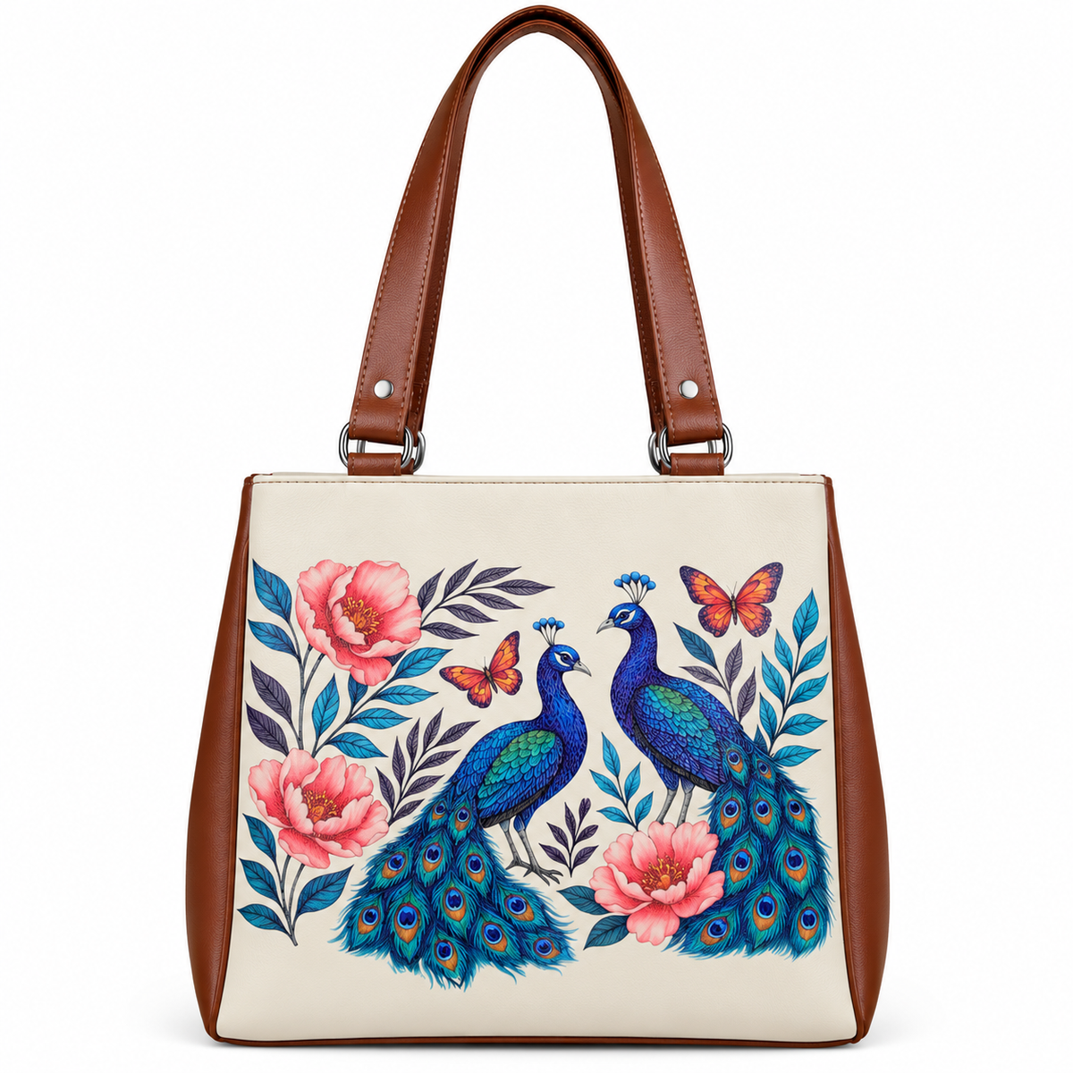 Women’s Printed Vegan Leather Tote Shoulder Bag – Multi-Compartment Handbag for Daily Use, Work & Travel