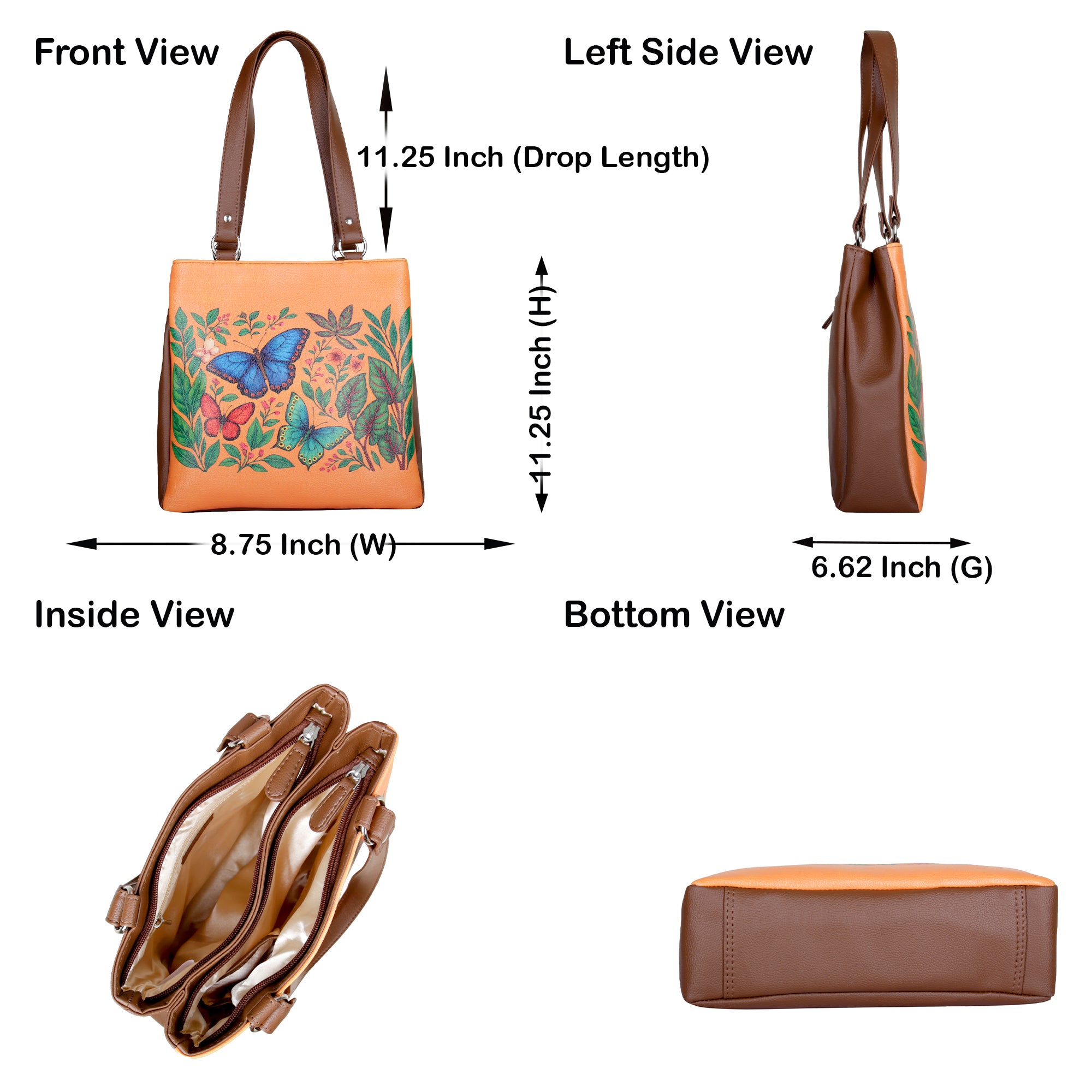 Women’s Printed Leather Tote Shoulder Bag – Multi-Compartment Handbag for Daily Use, Work & Travel