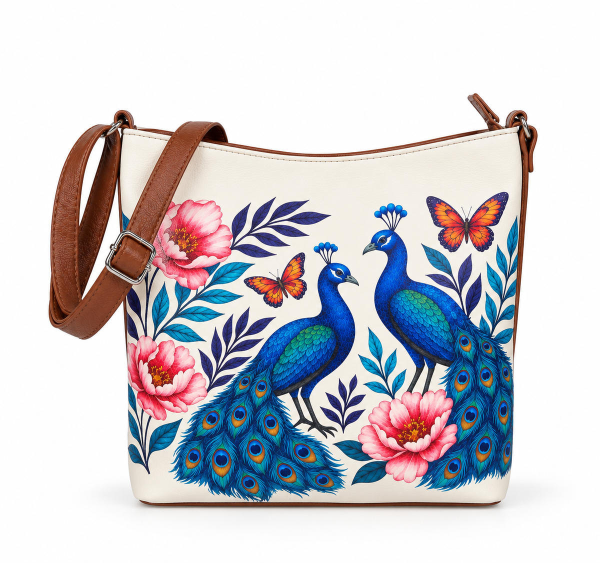 Printed Vegan Leather Crossbody Bag – Adjustable Sling & Over the Shoulder Bag for Women – Stylish Handbag & Travel Purse