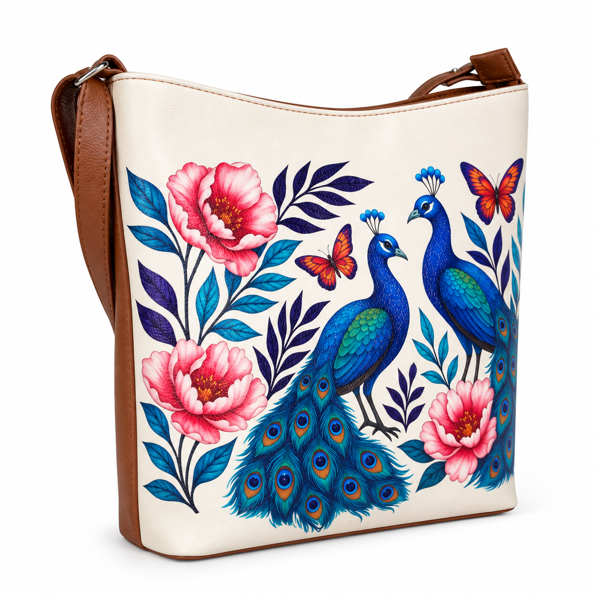 Printed Vegan Leather Crossbody Bag – Adjustable Sling & Over the Shoulder Bag for Women – Stylish Handbag & Travel Purse