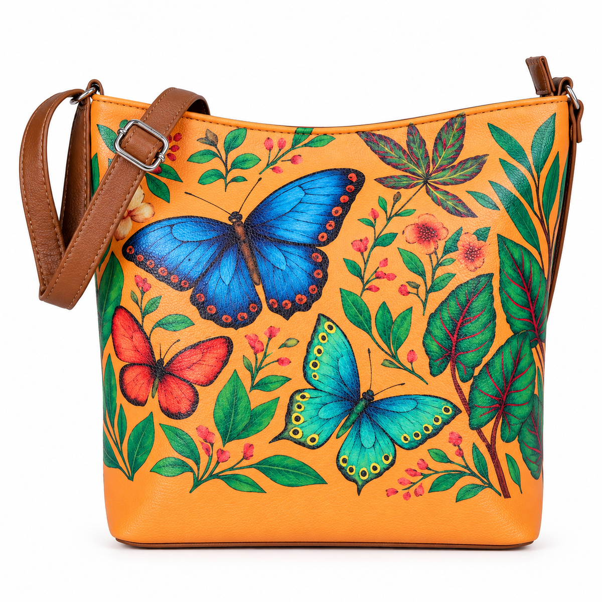 Printed Vegan Leather Crossbody Bag – Adjustable Sling & Over the Shoulder Bag for Women – Stylish Handbag & Travel Purse