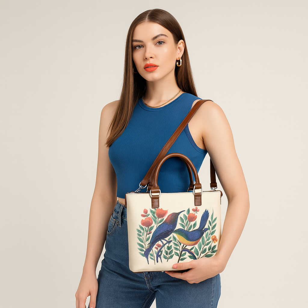 Women’s Genuine Leather 3-in-1 Printed Convertible Shoulder Bag – Stylish Top Handle Crossbody & Handbag Purse – Everyday Use