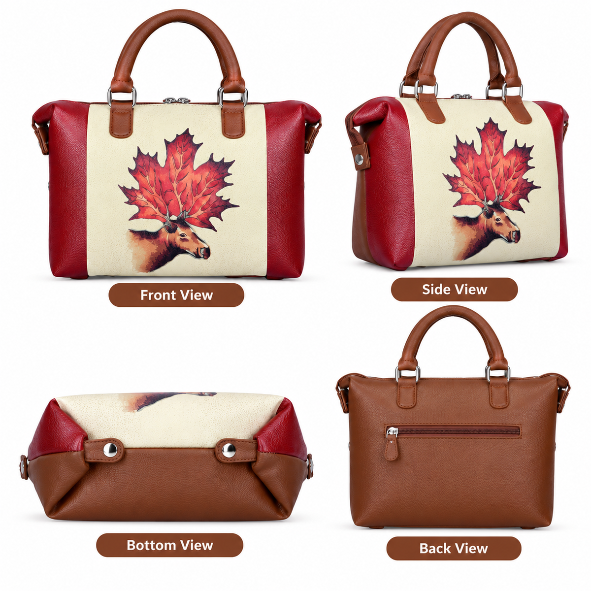 Women’s Vegan Leather 3-in-1 Printed Convertible Shoulder Bag – Stylish Top Handle Crossbody & Handbag Purse – Everyday Use