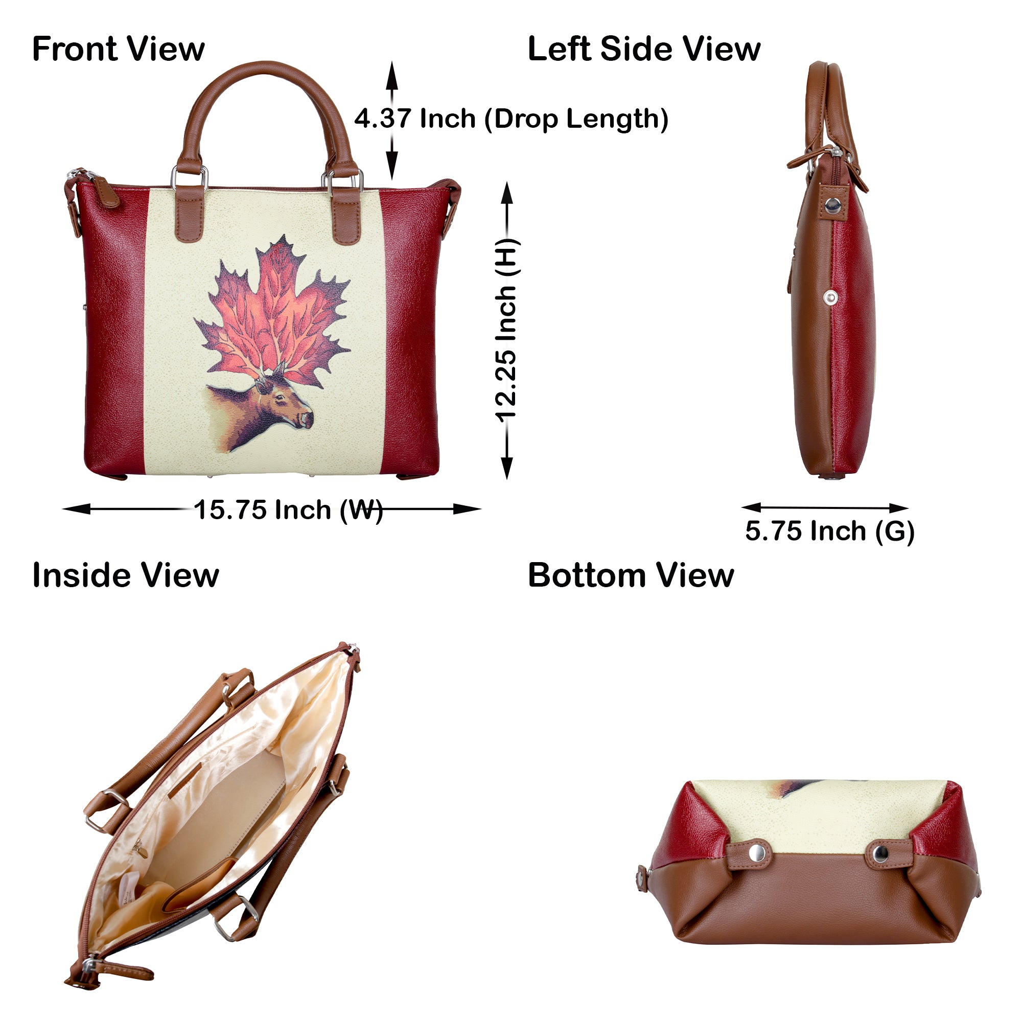 Women’s Genuine Leather 3-in-1 Printed Convertible Shoulder Bag – Stylish Top Handle Crossbody & Handbag Purse – Everyday Use