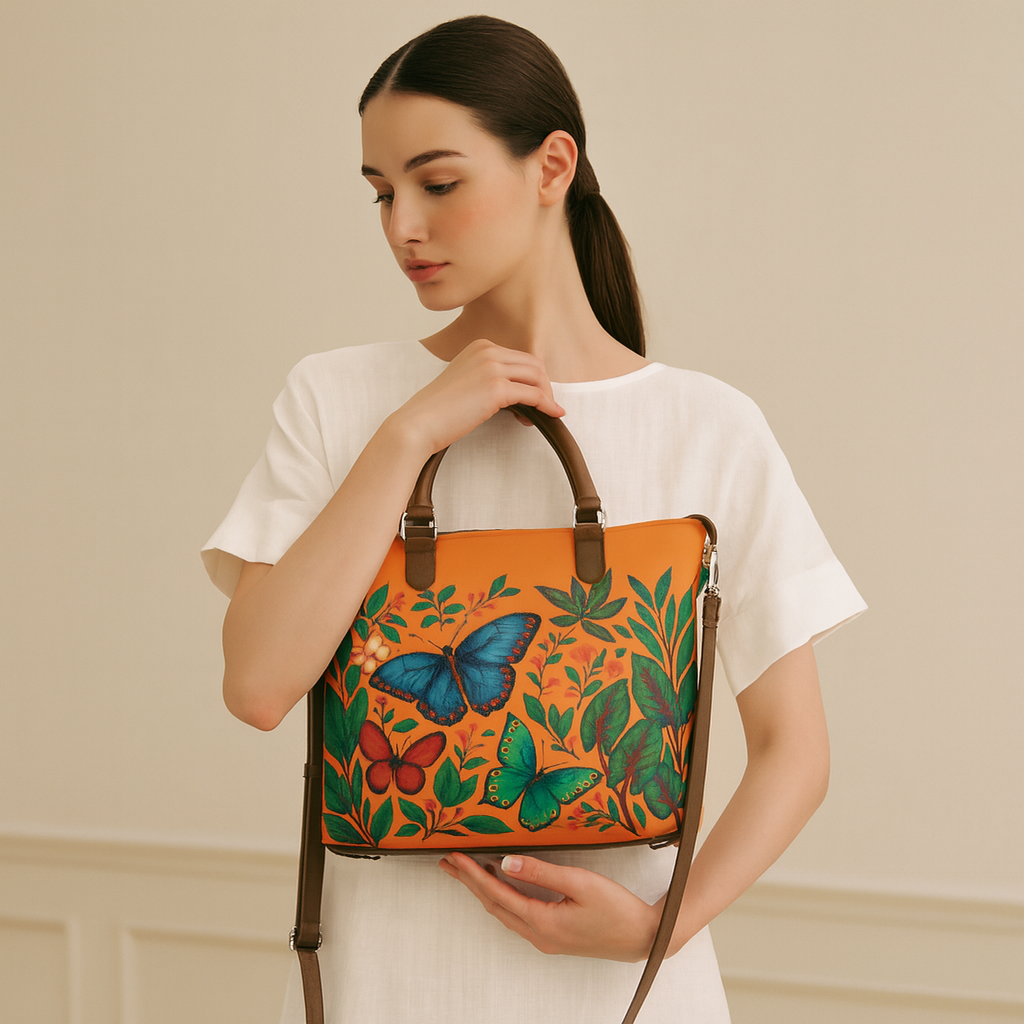 Women’s Genuine Leather 3-in-1 Printed Convertible Shoulder Bag – Stylish Top Handle Crossbody & Handbag Purse – Everyday Use