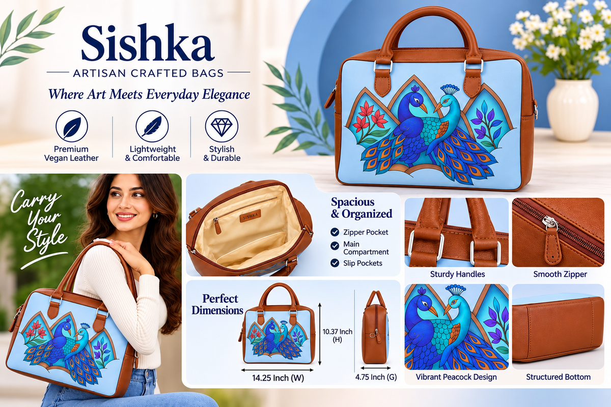 Leather Crossbody Bag for Women with Top Handle – Versatile Printed Vegan Shoulder, Tote & Business Handbag – Work, Travel & Daily Use