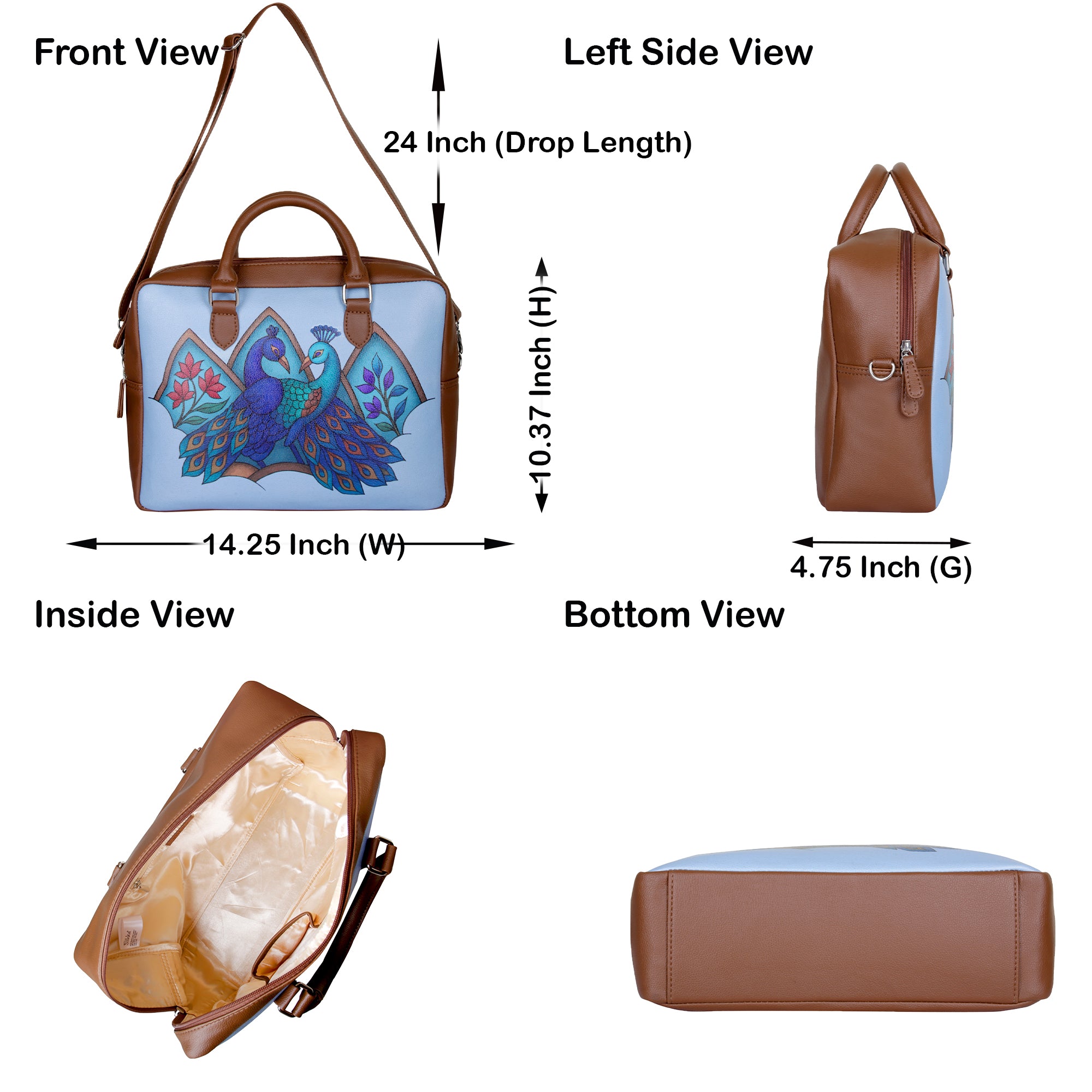 Women's Leather Crossbody Bag with Top Handle – Versatile Printed Shoulder, Tote & Business Handbag – Work, Travel & Daily Use