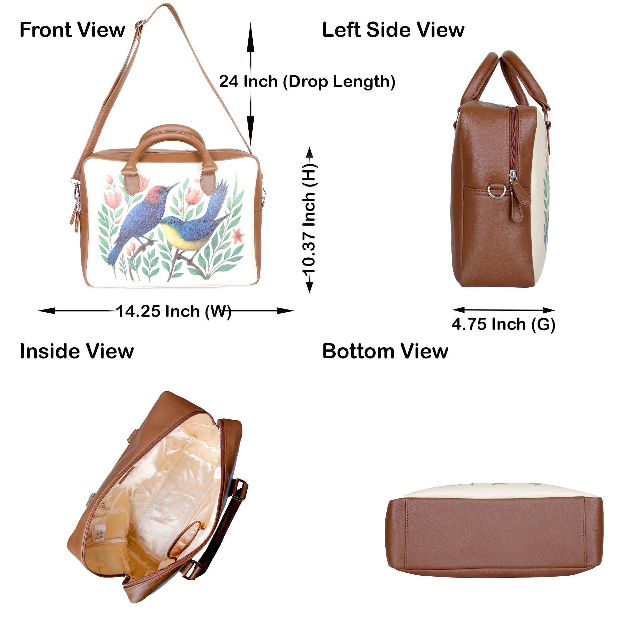 Women's Leather Crossbody Bag with Top Handle – Versatile Printed Shoulder, Tote & Business Handbag – Work, Travel & Daily Use