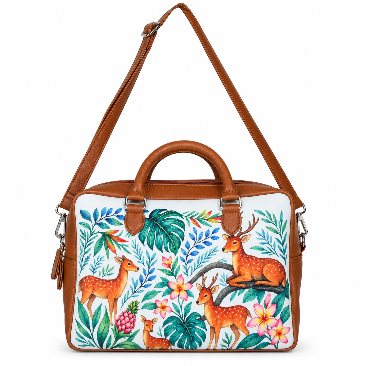 Leather Crossbody Bag for Women with Top Handle – Versatile Printed Vegan Shoulder, Tote & Business Handbag – Work, Travel & Daily Use