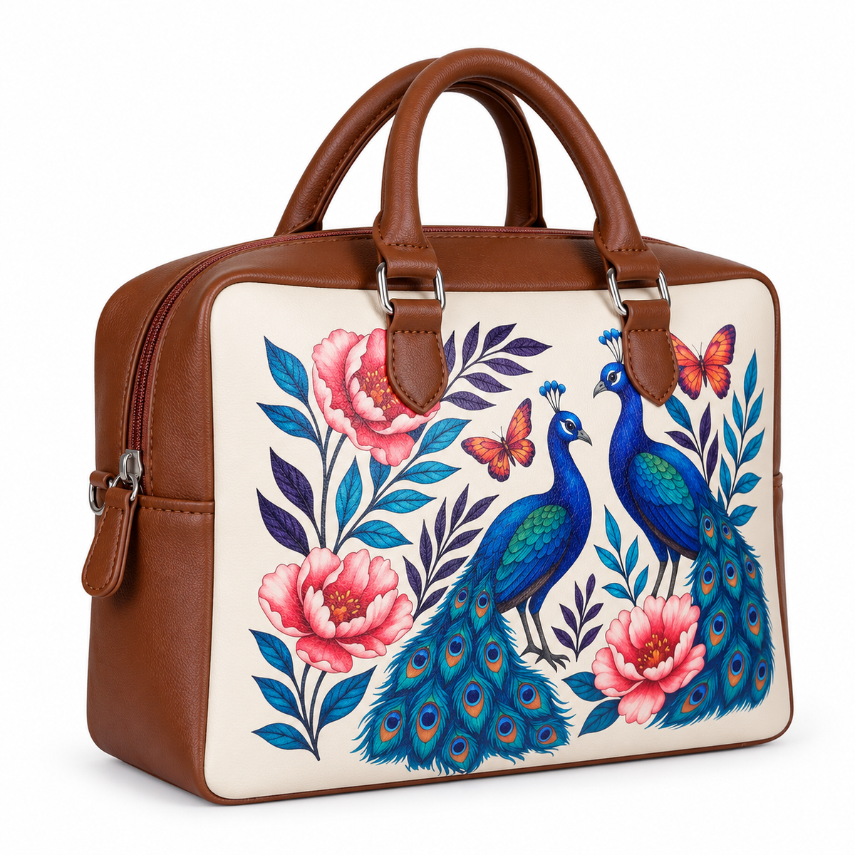 Leather Crossbody Bag for Women with Top Handle – Versatile Printed Vegan Shoulder, Tote & Business Handbag – Work, Travel & Daily Use