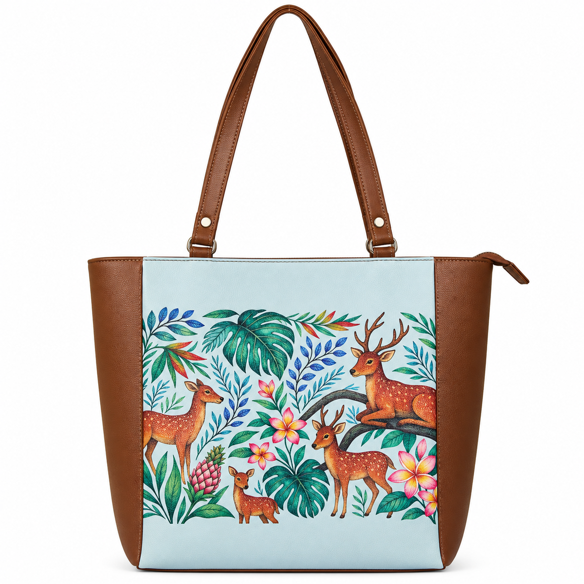 Vegan Leather Ladies' Shoulder Tote Bag– Printed Top Handle Handbag for Women – Work, Travel & Daily Use