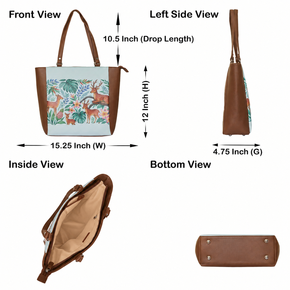 Vegan Leather Ladies' Shoulder Tote Bag– Printed Top Handle Handbag for Women – Work, Travel & Daily Use