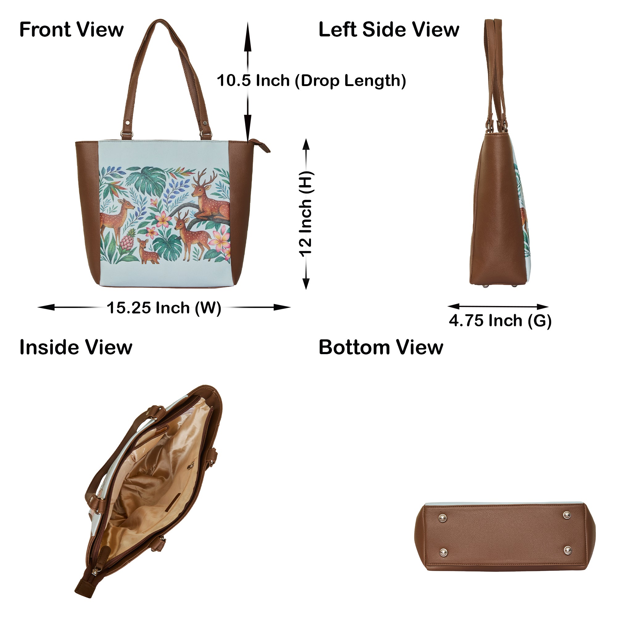 Genuine Leather Ladies' Shoulder Tote Bag– Printed Top Handle Handbag for Women – Work, Travel & Daily Use