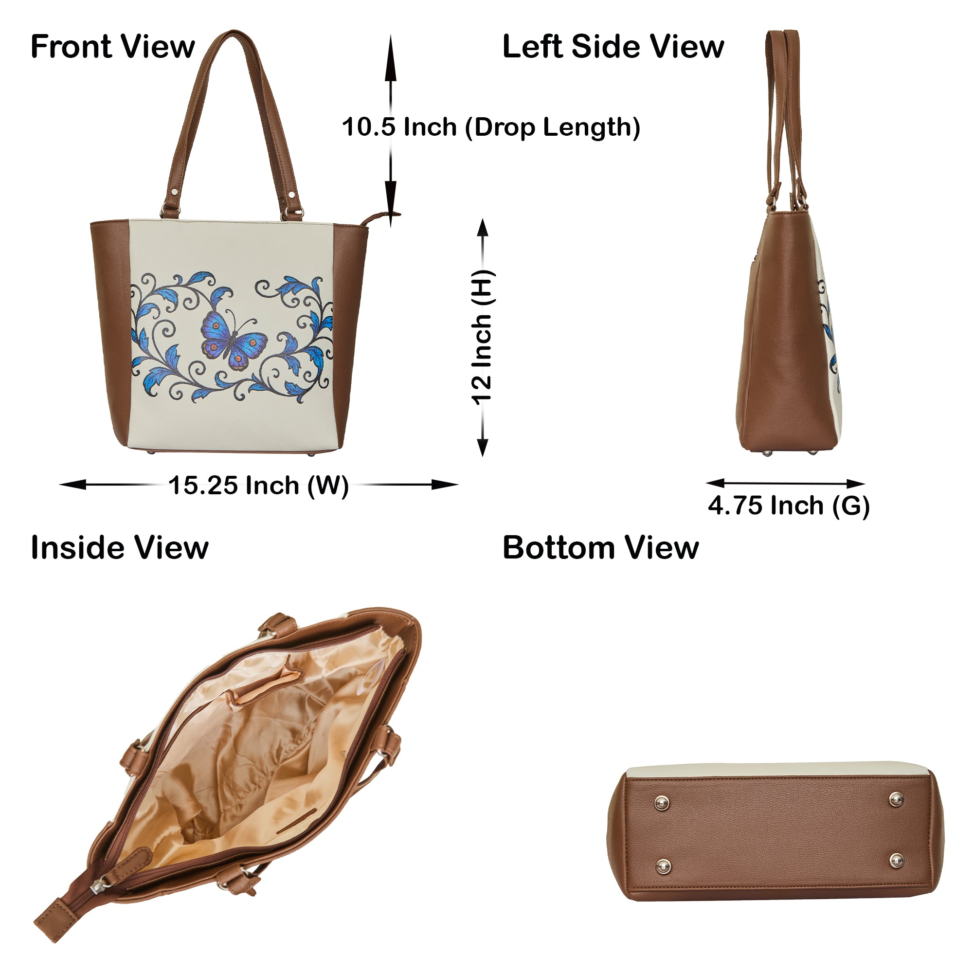 Genuine Leather Ladies' Shoulder Tote Bag– Printed Top Handle Handbag for Women – Work, Travel & Daily Use