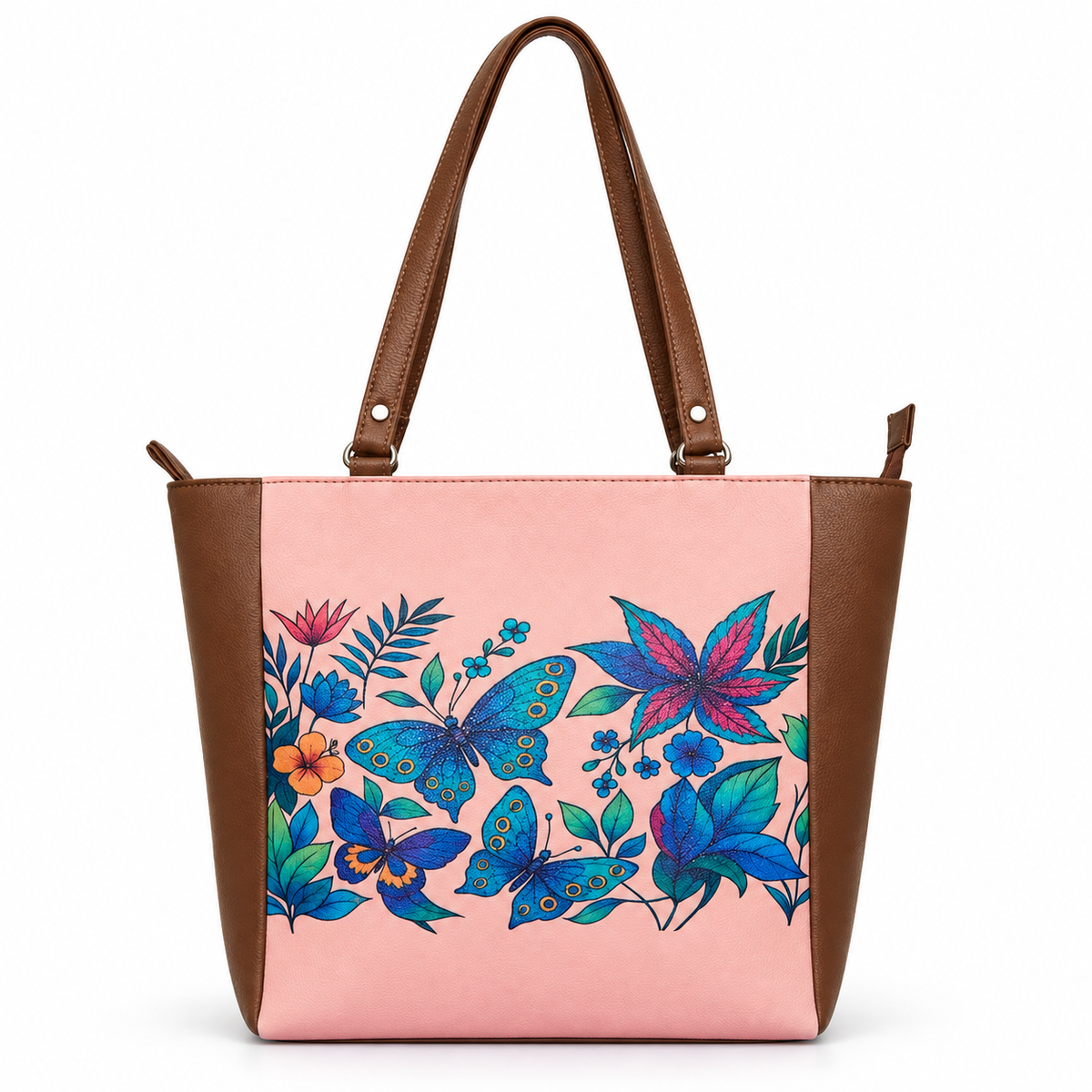 Vegan Leather Ladies' Shoulder Tote Bag– Printed Top Handle Handbag for Women – Work, Travel & Daily Use