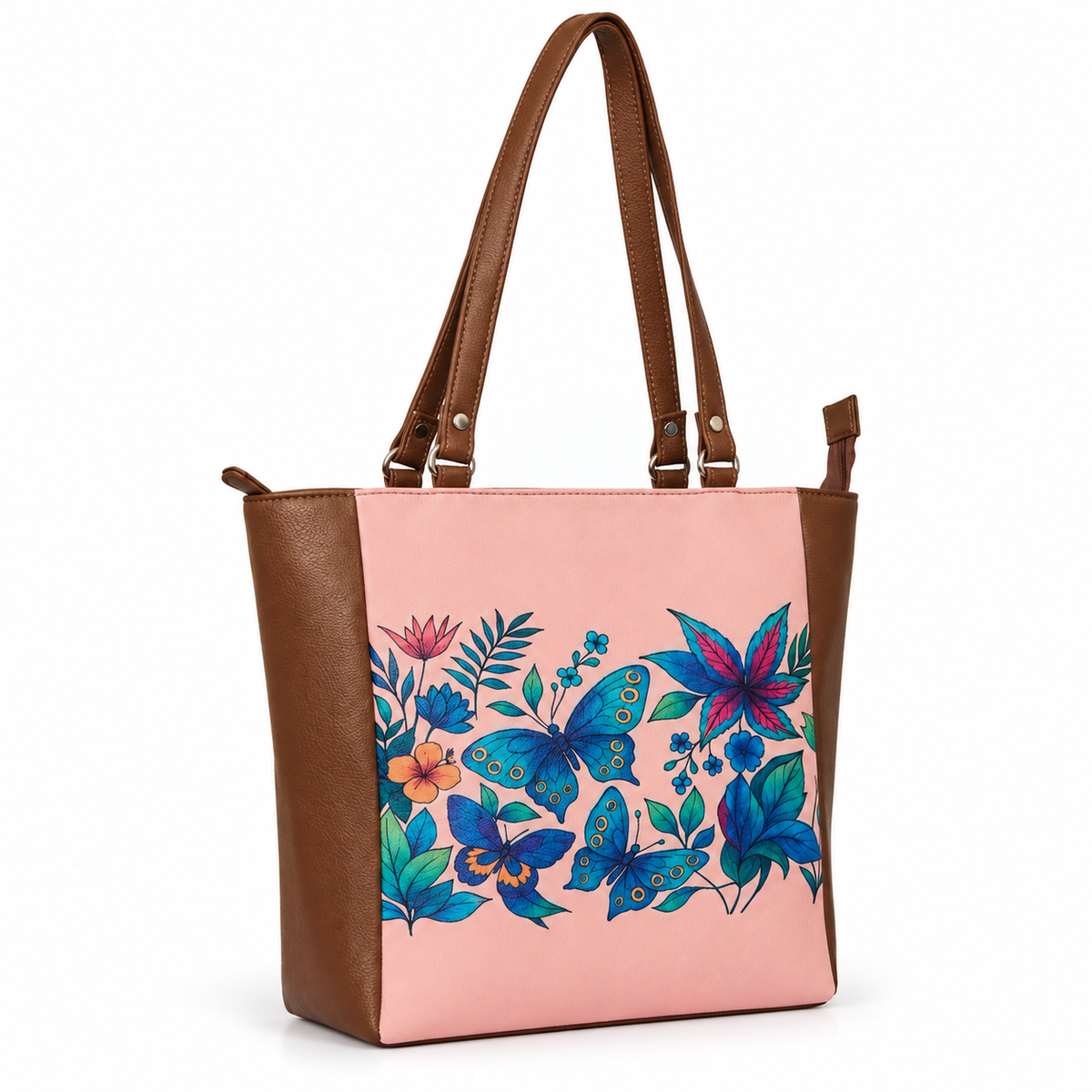Vegan Leather Ladies' Shoulder Tote Bag– Printed Top Handle Handbag for Women – Work, Travel & Daily Use