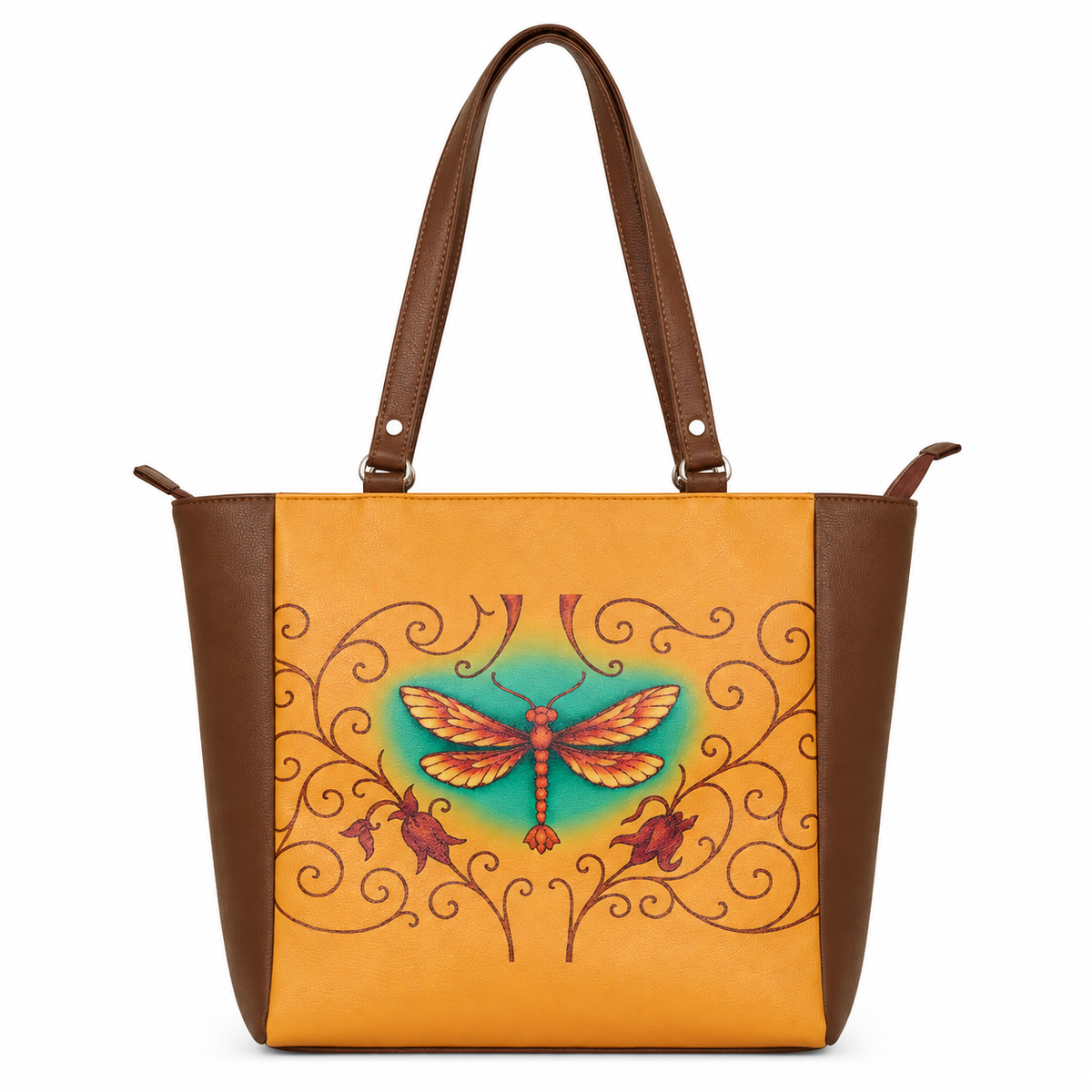 Vegan Leather Ladies' Shoulder Tote Bag– Printed Top Handle Handbag for Women – Work, Travel & Daily Use