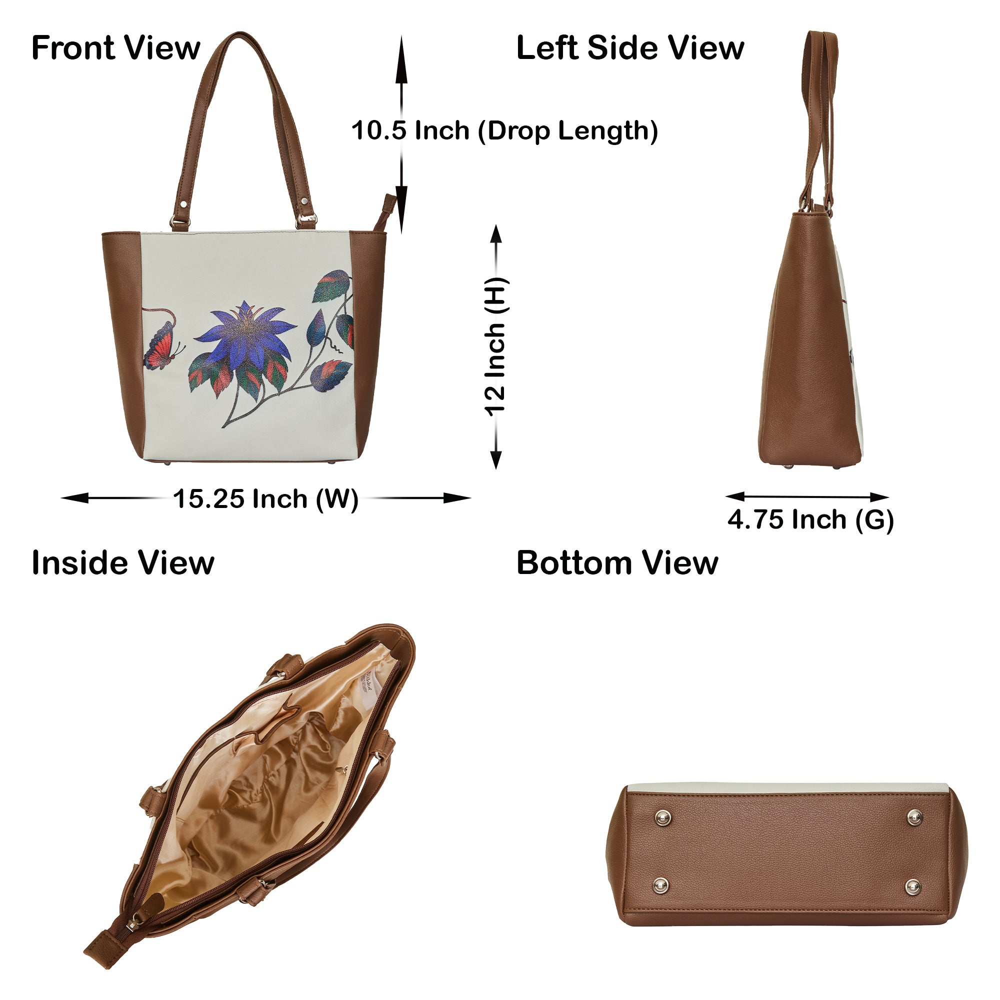 Genuine Leather Ladies' Shoulder Tote Bag– Printed Top Handle Handbag for Women – Work, Travel & Daily Use