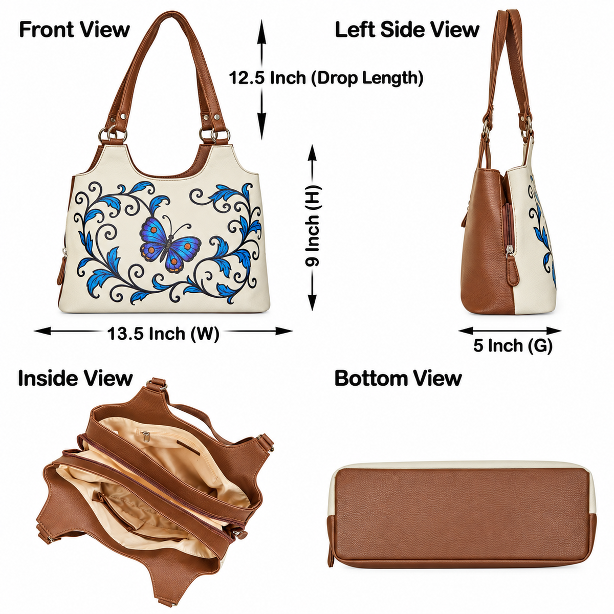 Printed Vegan Leather Shoulder Tote Bag for Women – Stylish Top Handle Handbag Purse– Travel, Office & Daily Use