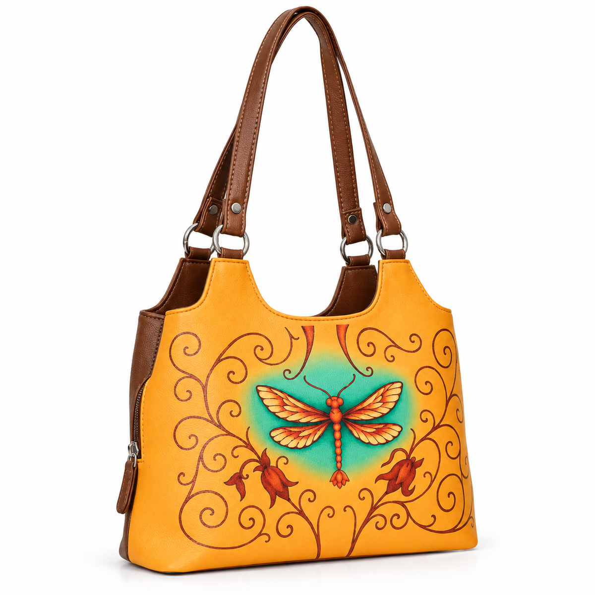 Printed Vegan Leather Shoulder Tote Bag for Women – Stylish Top Handle Handbag Purse– Travel, Office & Daily Use