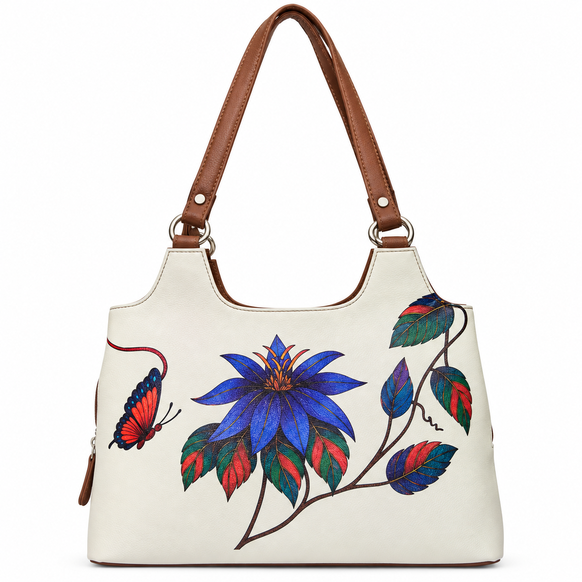 Printed Vegan Leather Shoulder Tote Bag for Women – Stylish Top Handle Handbag Purse– Travel, Office & Daily Use