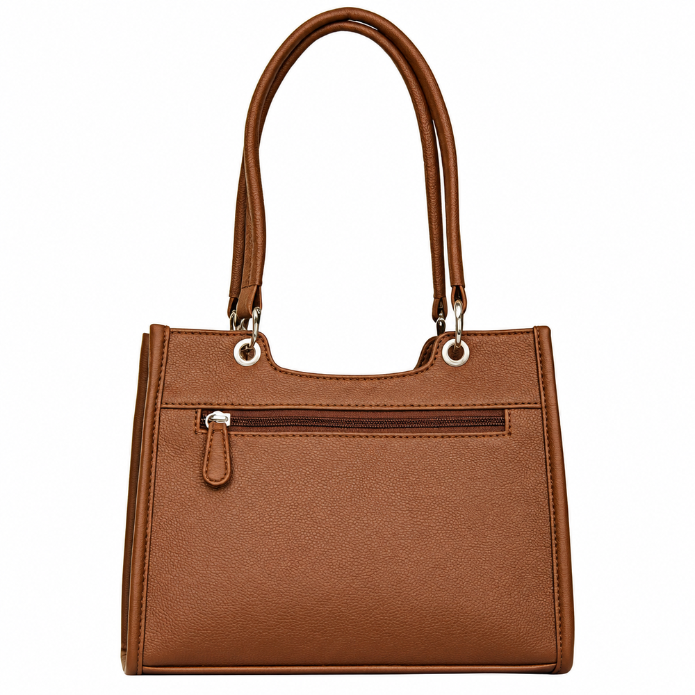 Women’s Printed Vegan Leather Satchel Handbag – Vegan Shoulder & Top Handle Bag – Office, Work, Travel & Daily Use